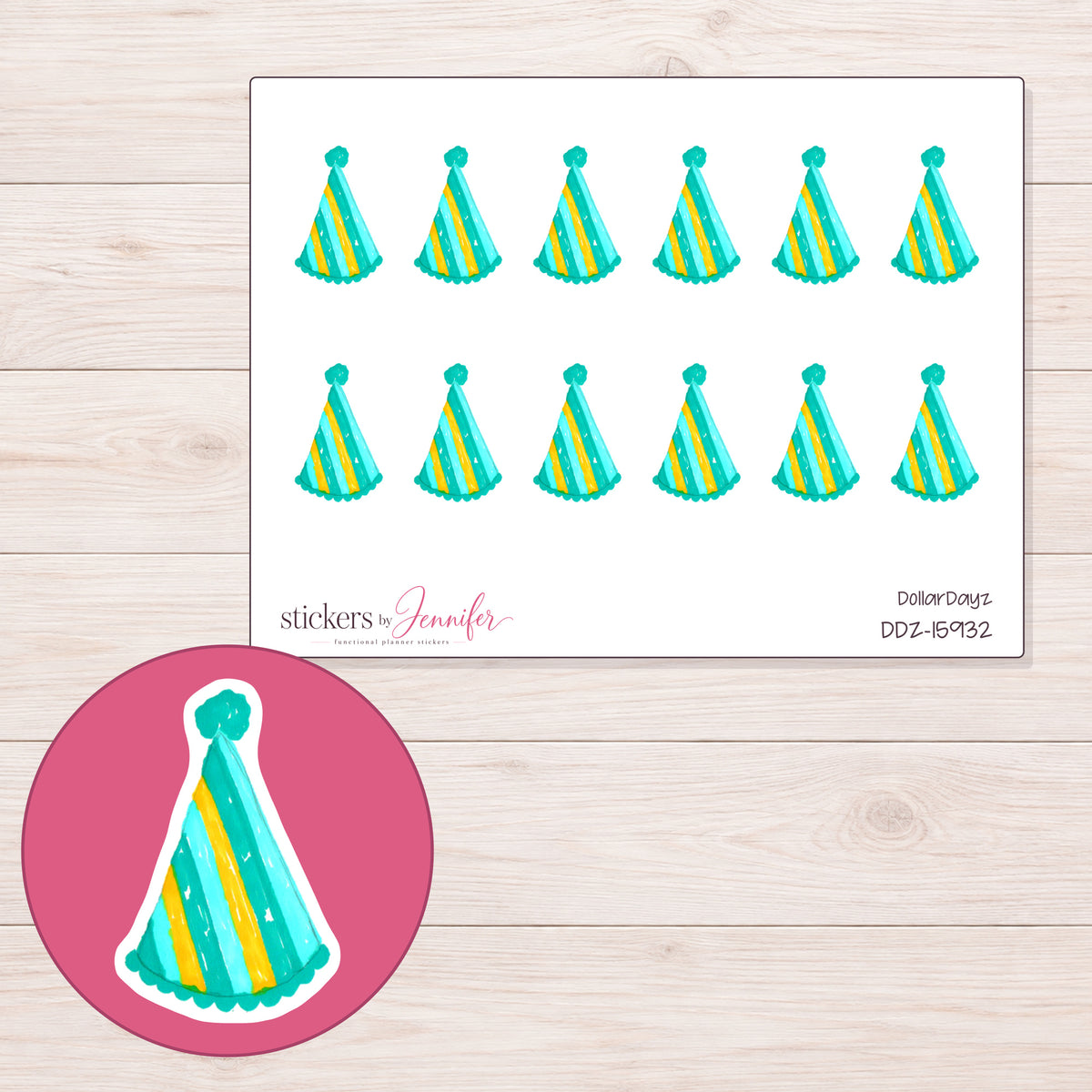 DDZ-15932 planner sticker sheet with enlarged sticker detail