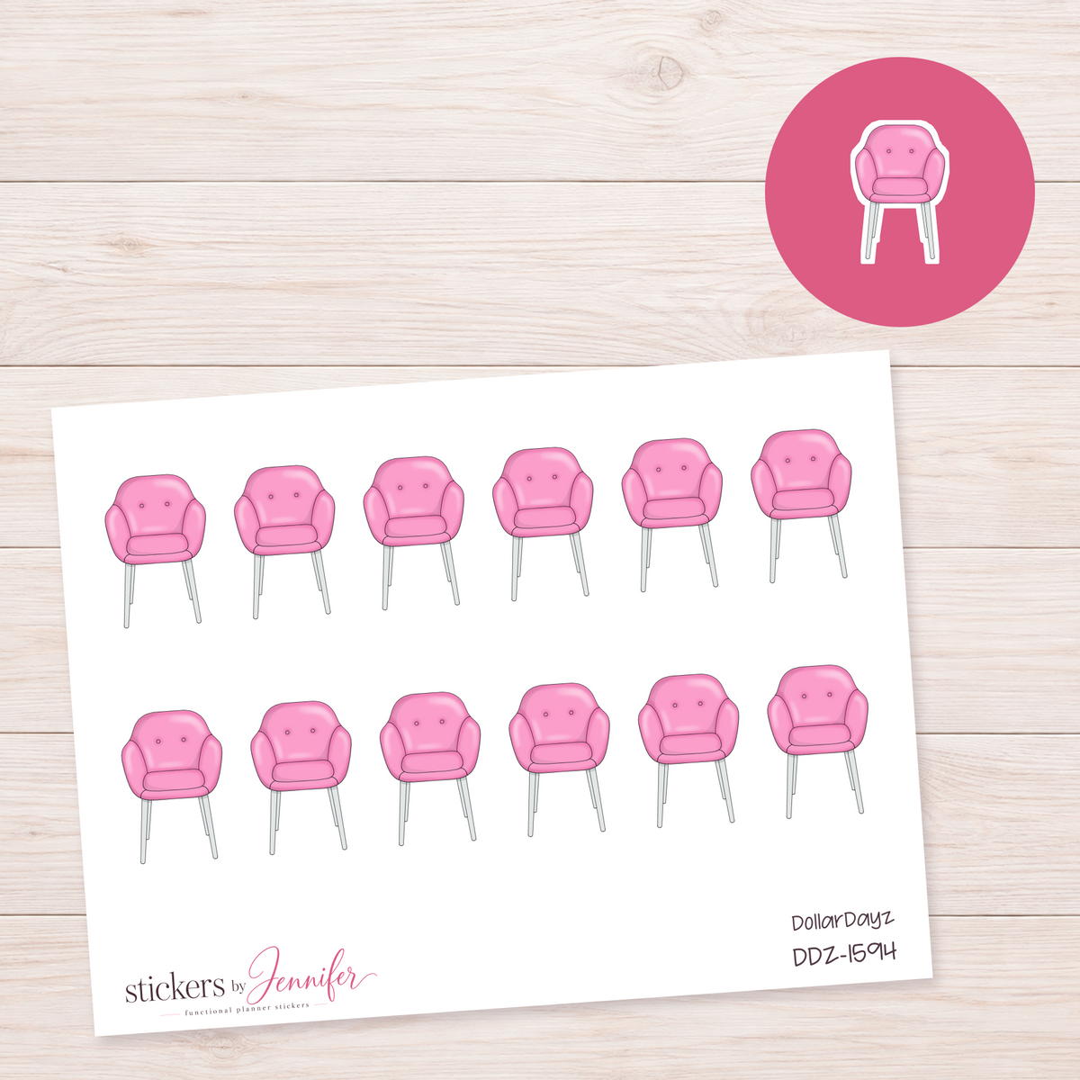 Pink Chair Planner Stickers | DDZ-1594