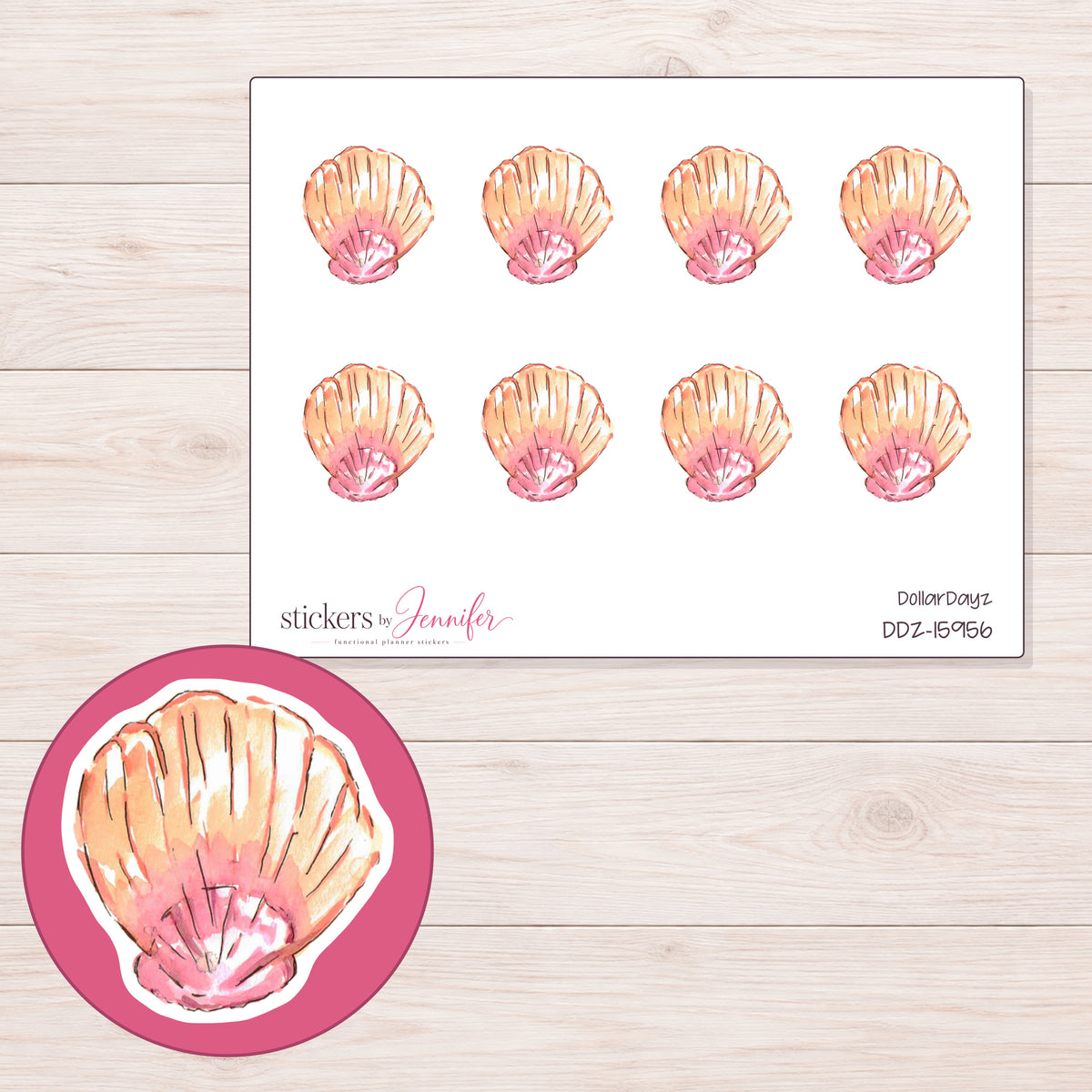 DDZ-15956 planner sticker sheet with enlarged sticker detail