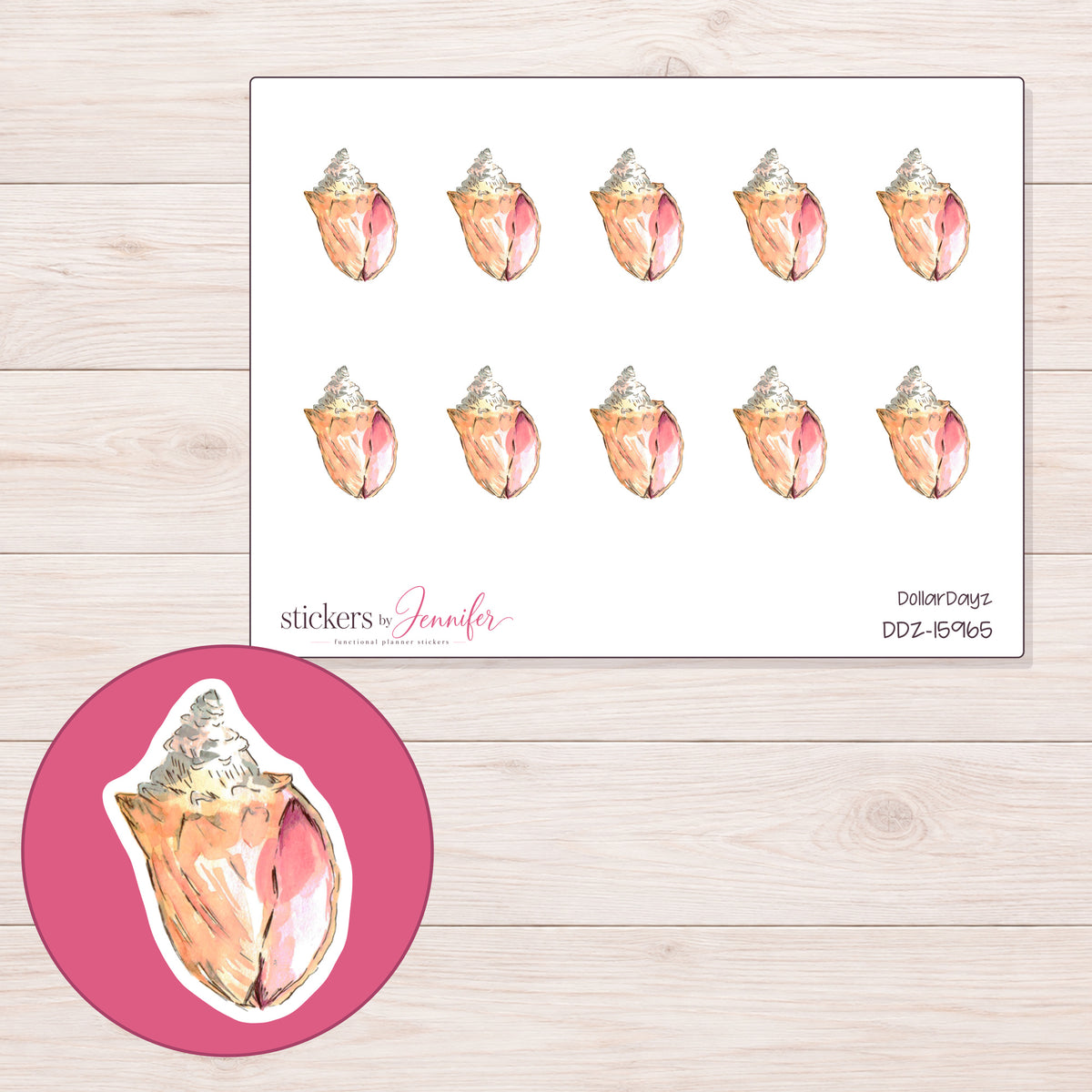 DDZ-15965 planner sticker sheet with enlarged sticker detail