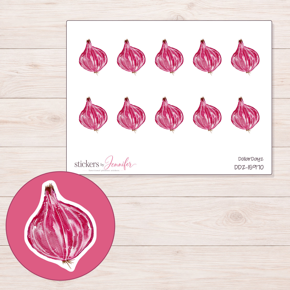 DDZ-15970 planner sticker sheet with enlarged sticker detail