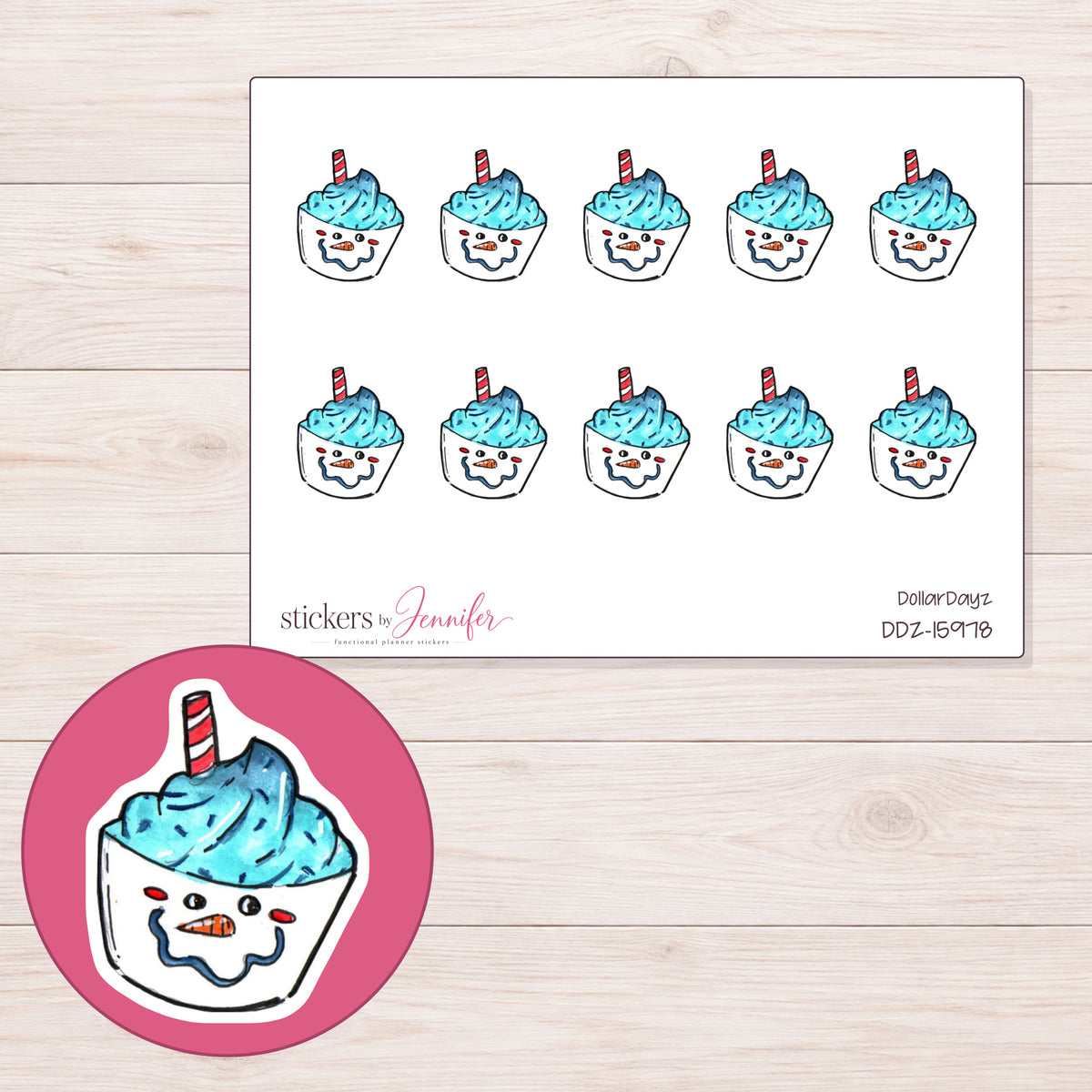 DDZ-15978 planner sticker sheet with enlarged sticker detail