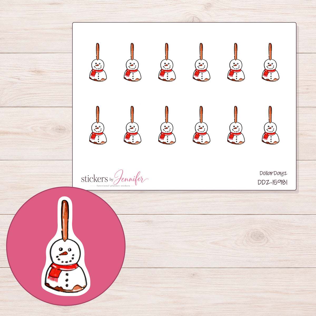 DDZ-15981 planner sticker sheet with enlarged sticker detail