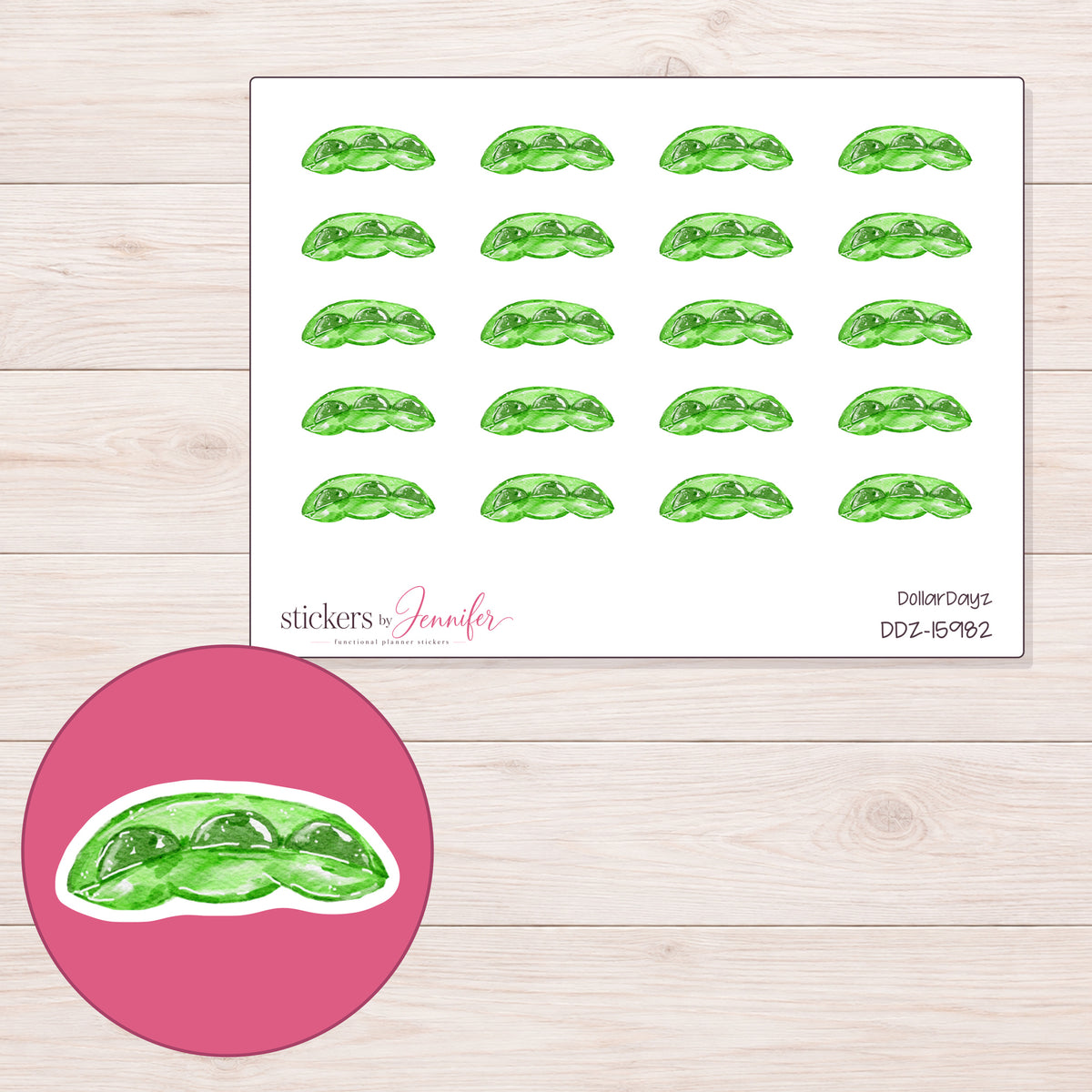 DDZ-15982 planner sticker sheet with enlarged sticker detail