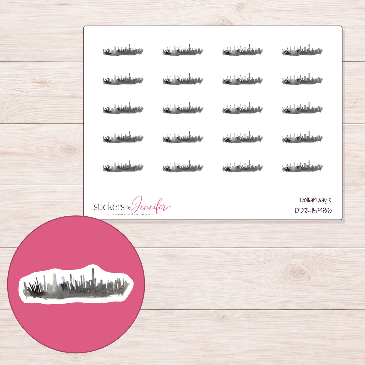 DDZ-15986 planner sticker sheet with enlarged sticker detail