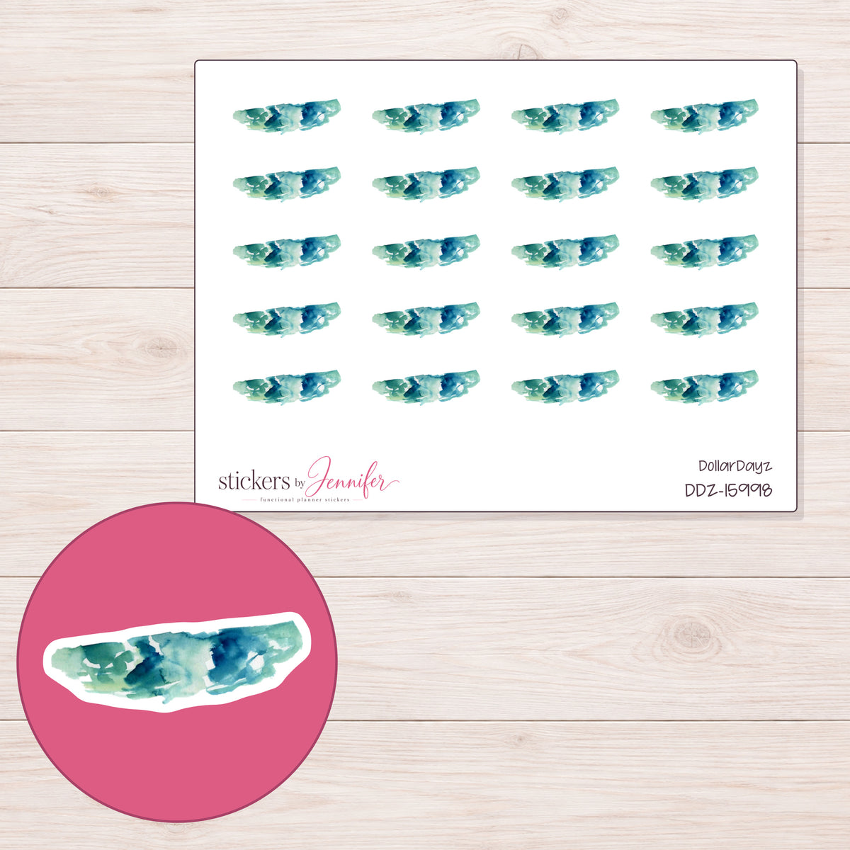 DDZ-15998 planner sticker sheet with enlarged sticker detail