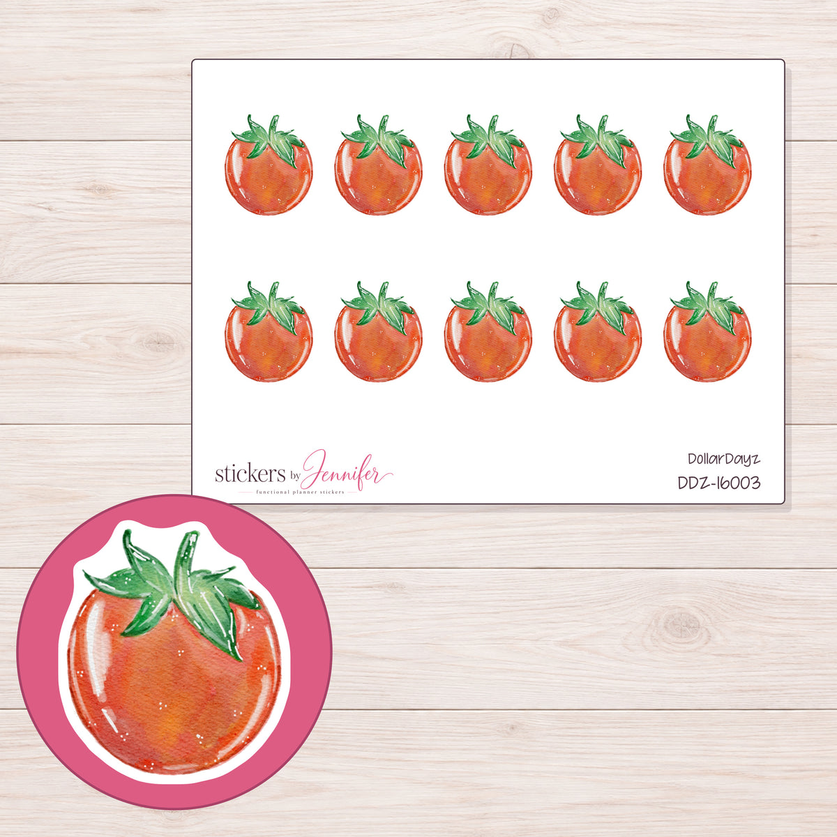 DDZ-16003 planner sticker sheet with enlarged sticker detail