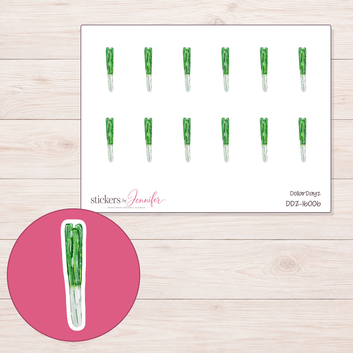 DDZ-16006 planner sticker sheet with enlarged sticker detail