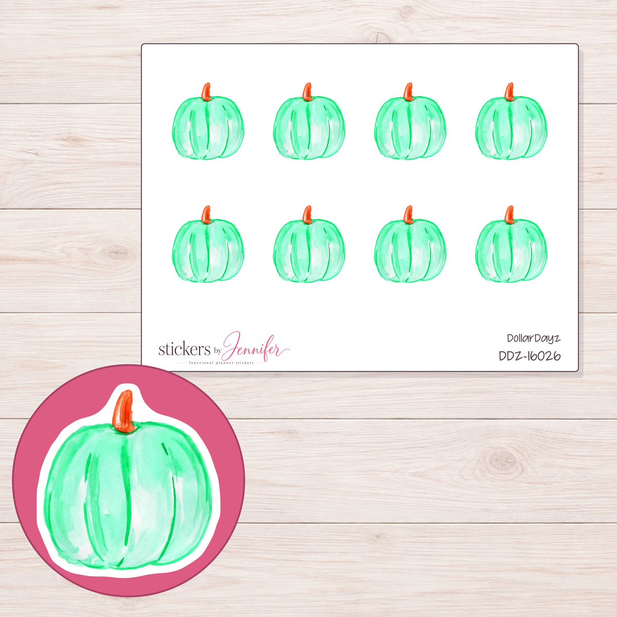 DDZ-16026 planner sticker sheet with enlarged sticker detail