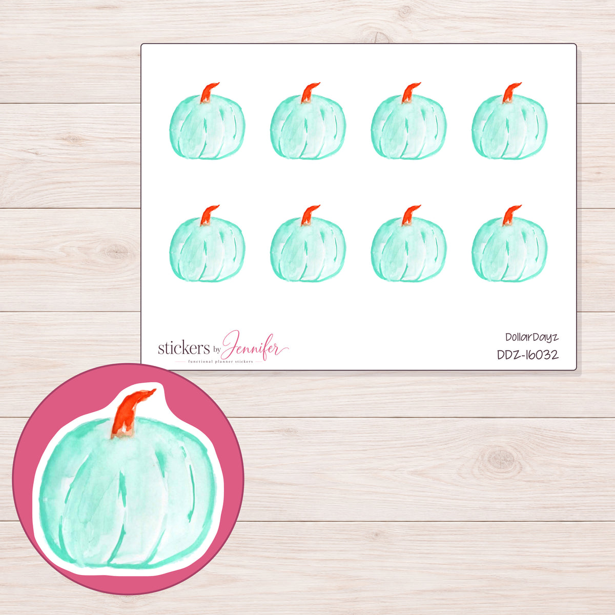 DDZ-16032 planner sticker sheet with enlarged sticker detail