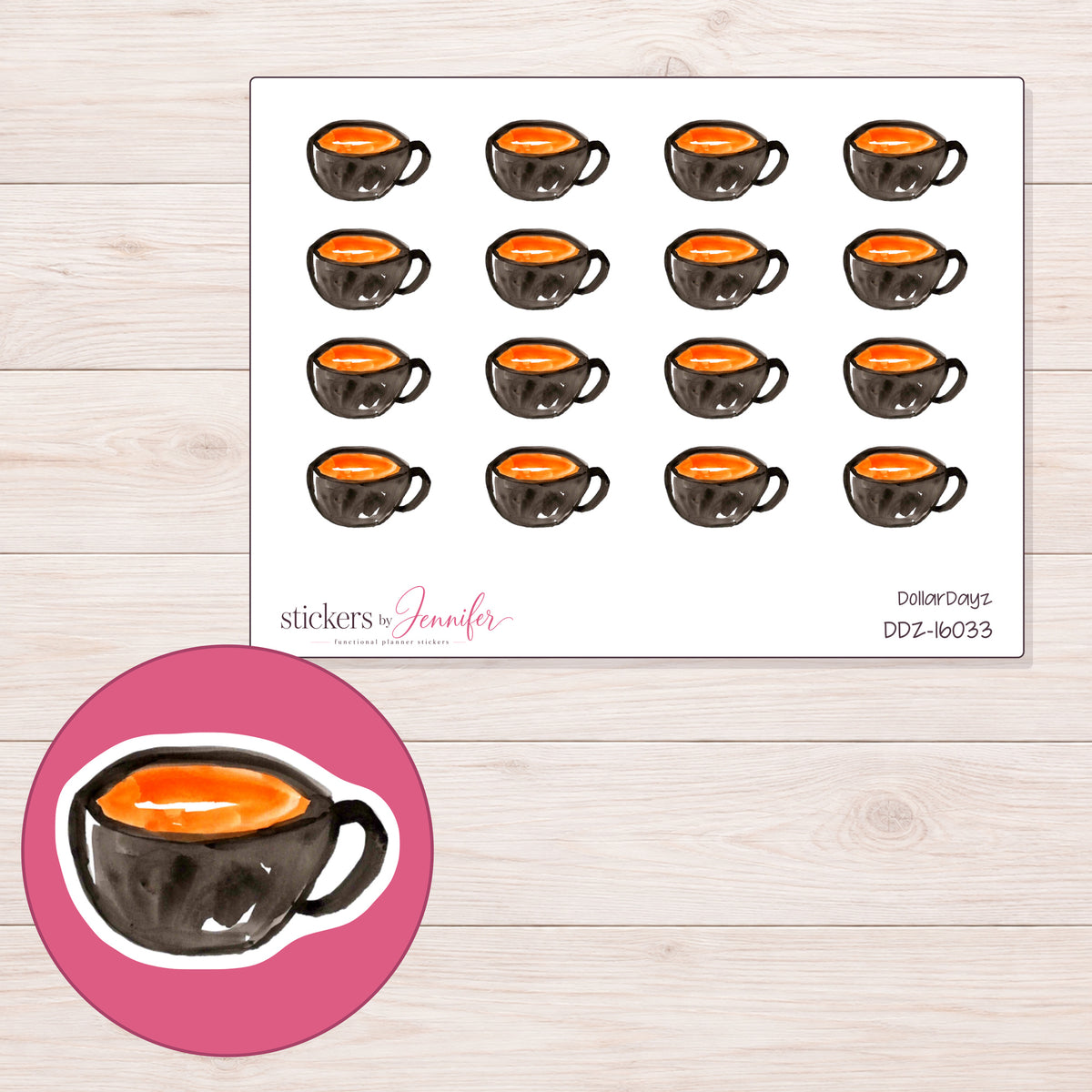 DDZ-16033 planner sticker sheet with enlarged sticker detail