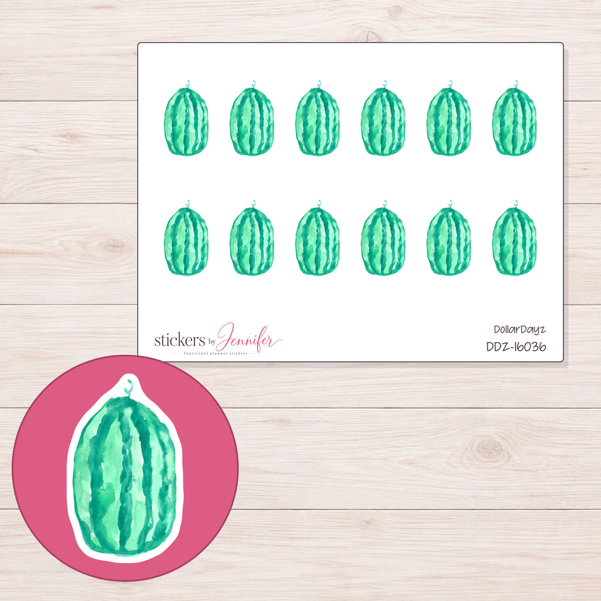 DDZ-16036 planner sticker sheet with enlarged sticker detail