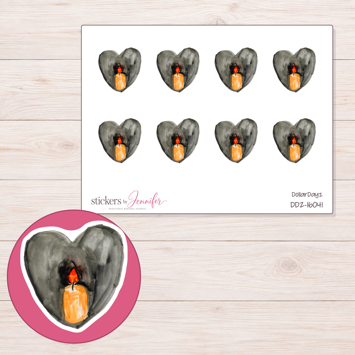 DDZ-16041 planner sticker sheet with enlarged sticker detail