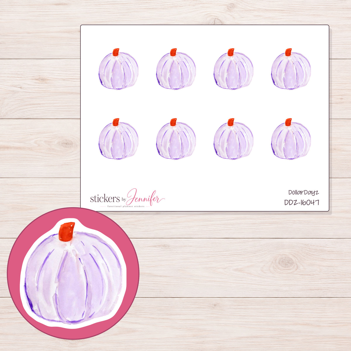 DDZ-16047 planner sticker sheet with enlarged sticker detail