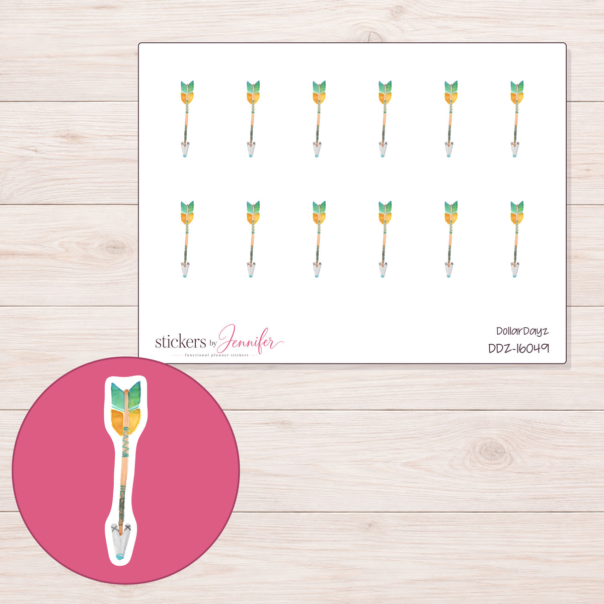DDZ-16049 planner sticker sheet with enlarged sticker detail
