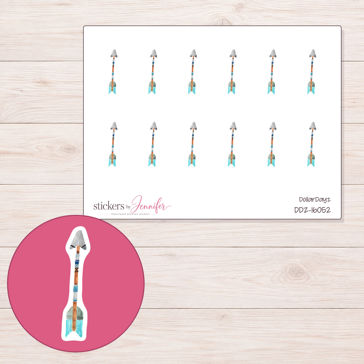 DDZ-16052 planner sticker sheet with enlarged sticker detail