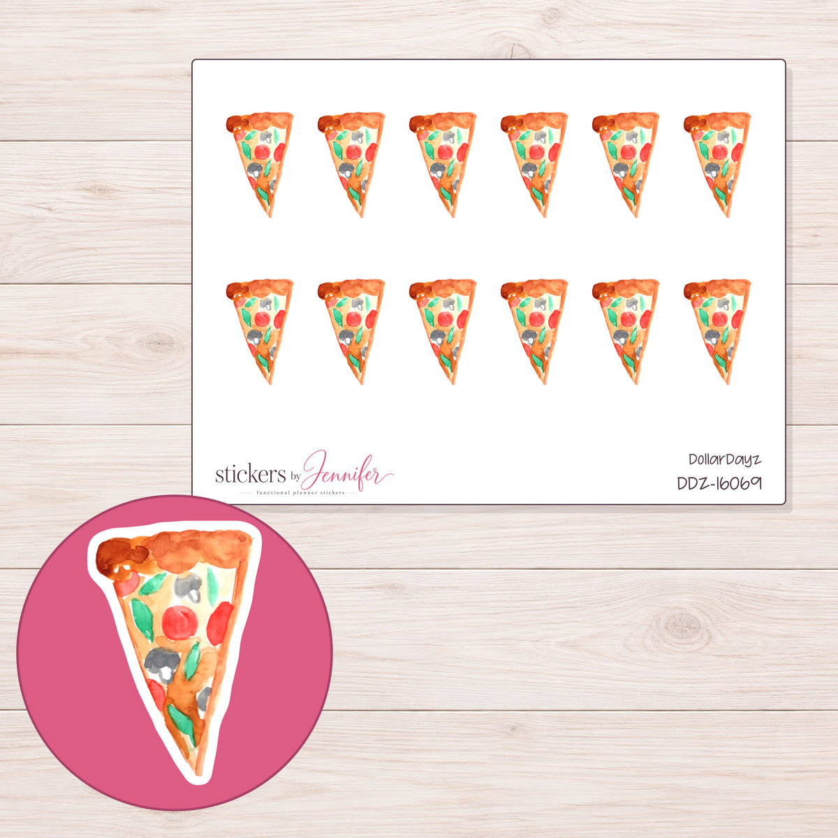 DDZ-16069 planner sticker sheet with enlarged sticker detail