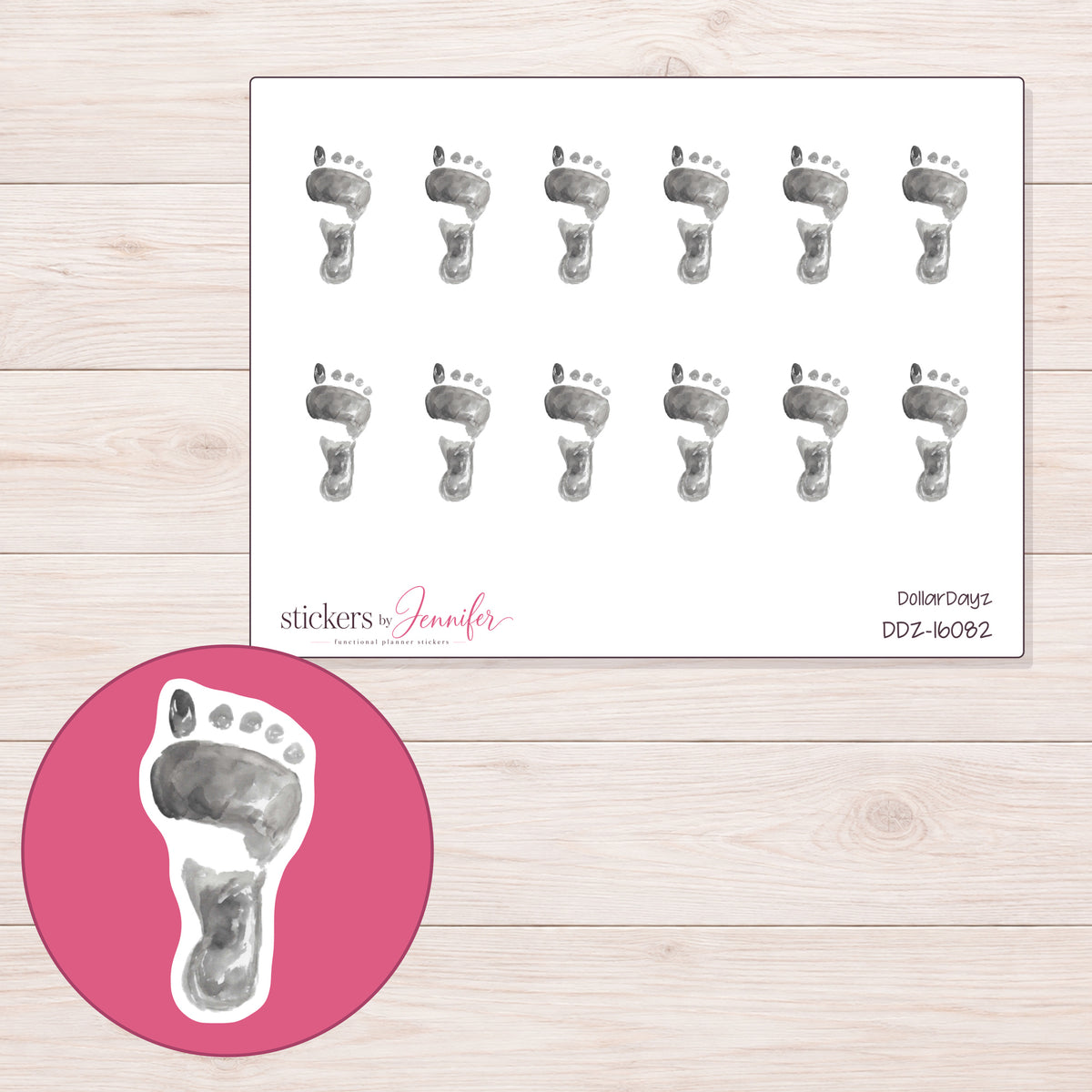 DDZ-16082 planner sticker sheet with enlarged sticker detail