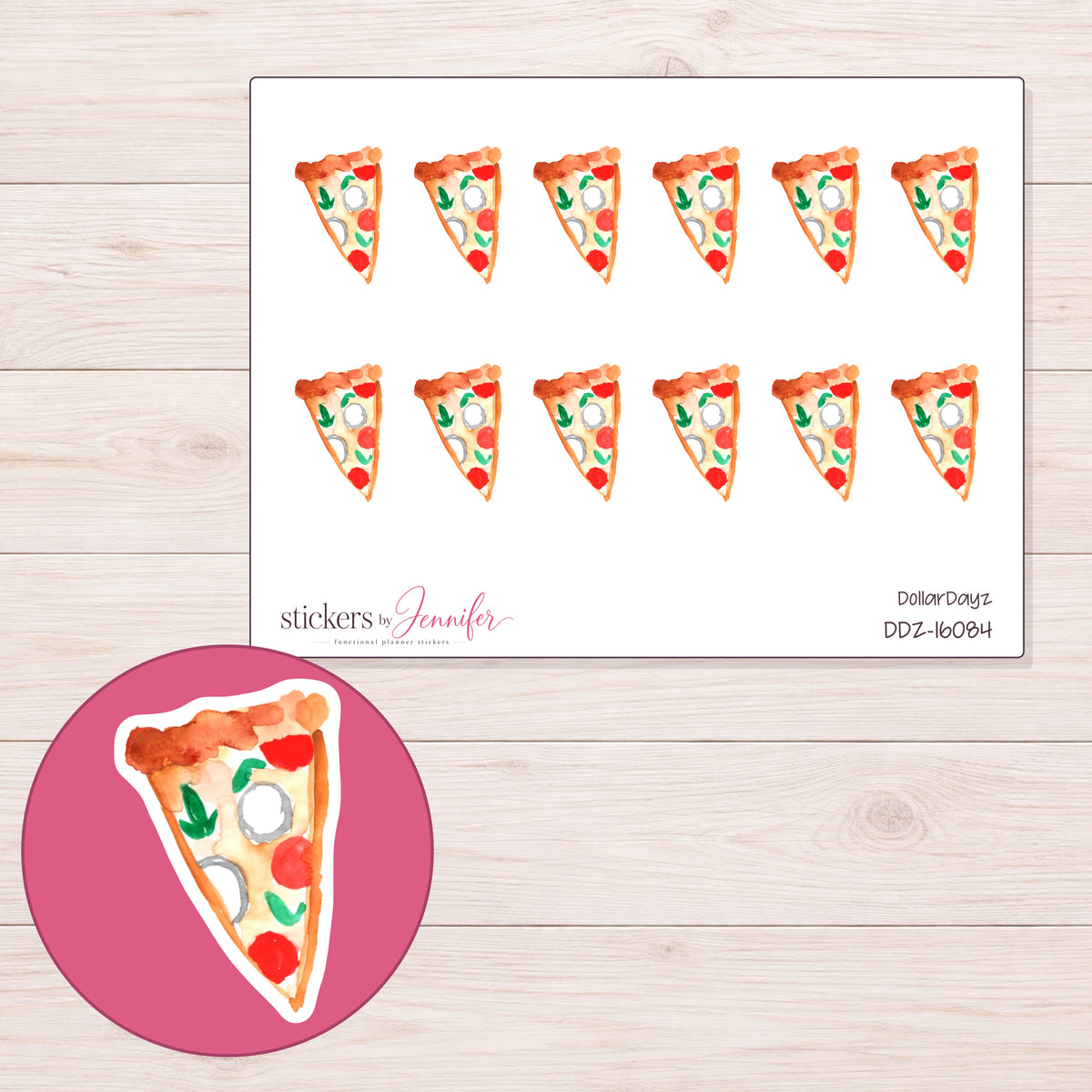 DDZ-16084 planner sticker sheet with enlarged sticker detail