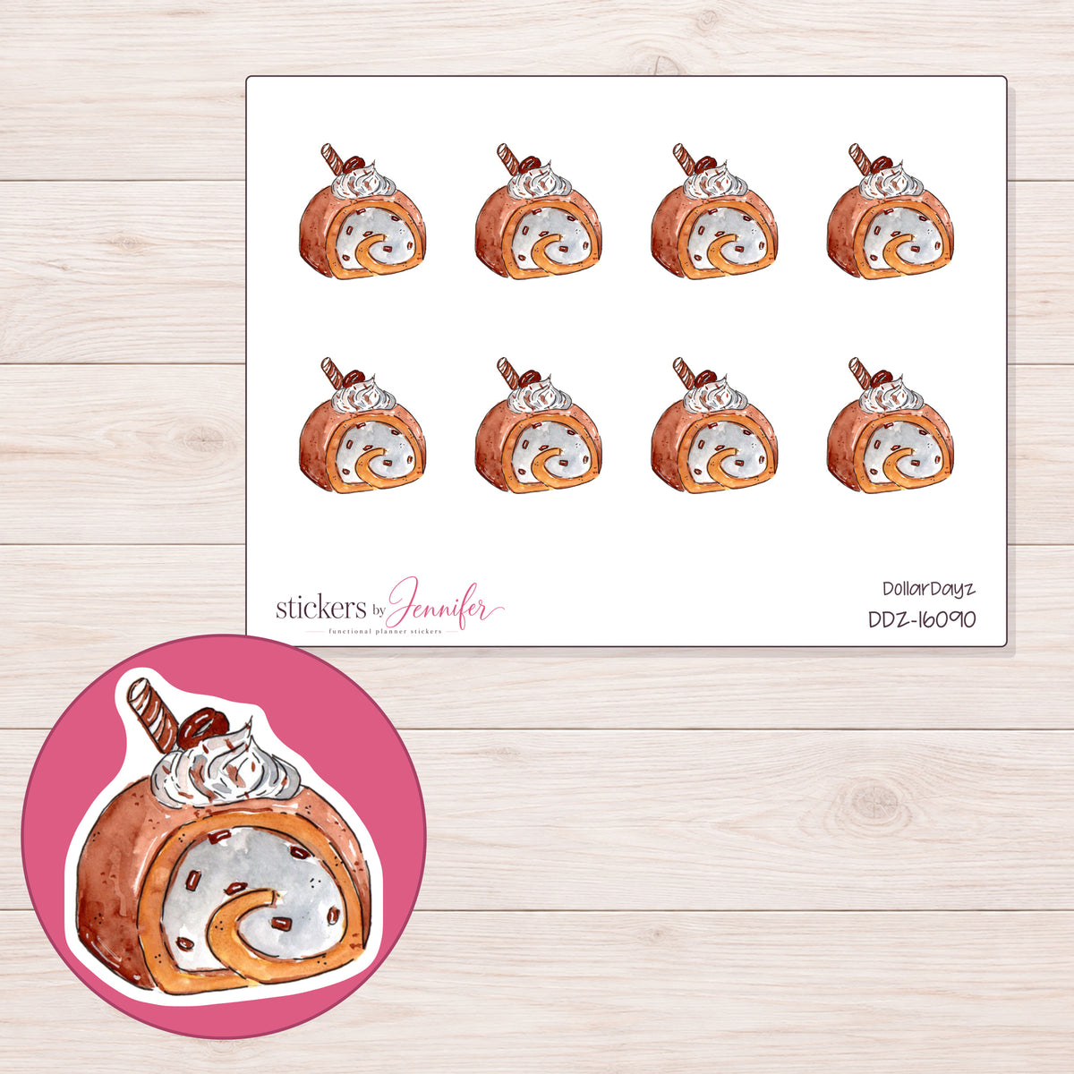 DDZ-16090 planner sticker sheet with enlarged sticker detail