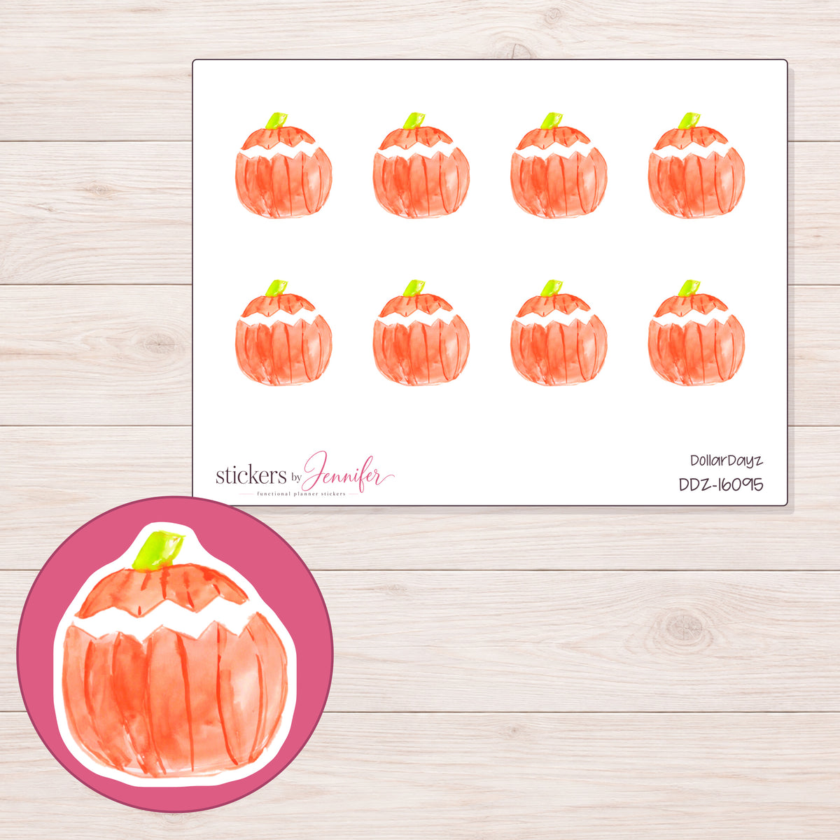 DDZ-16095 planner sticker sheet with enlarged sticker detail