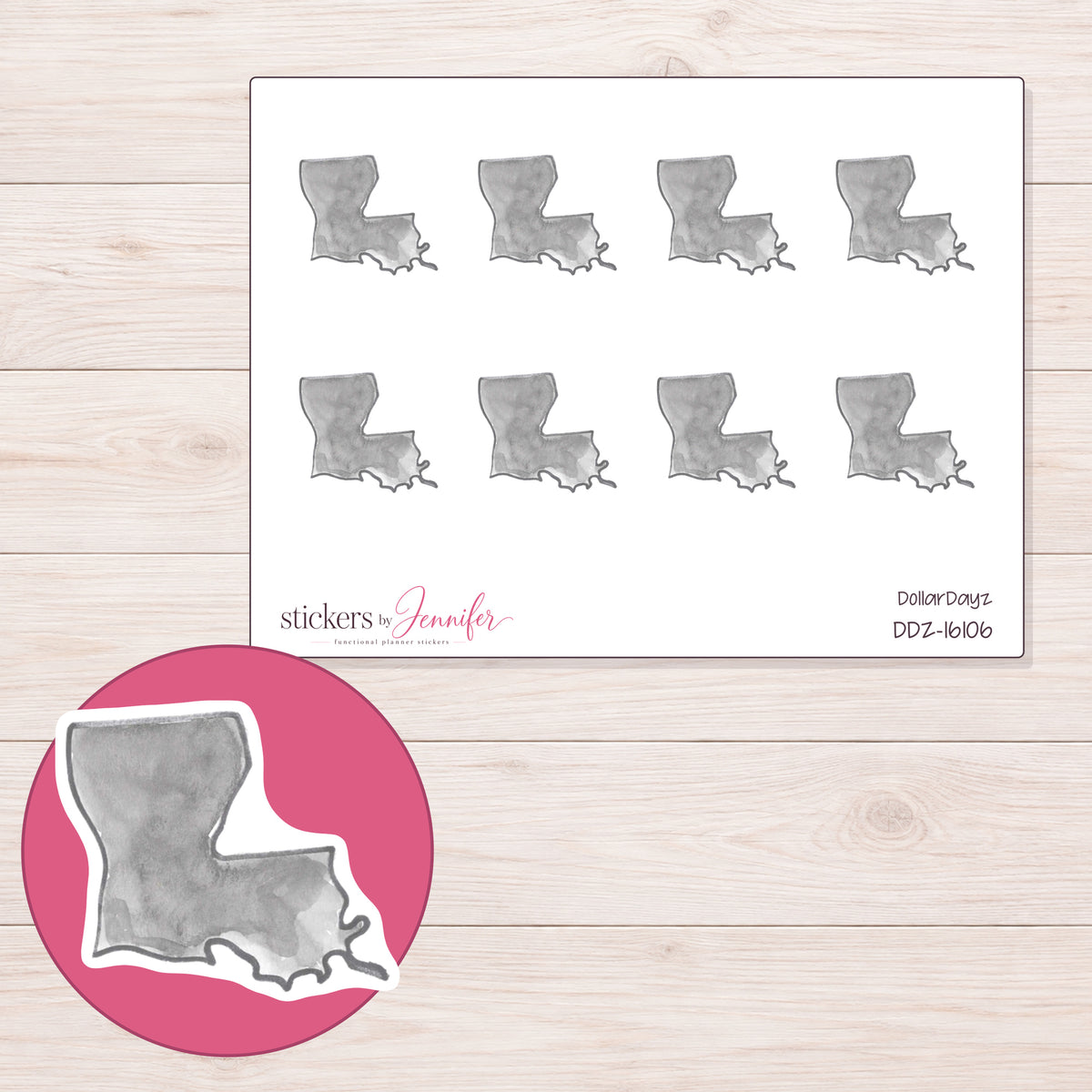 DDZ-16106 planner sticker sheet with enlarged sticker detail