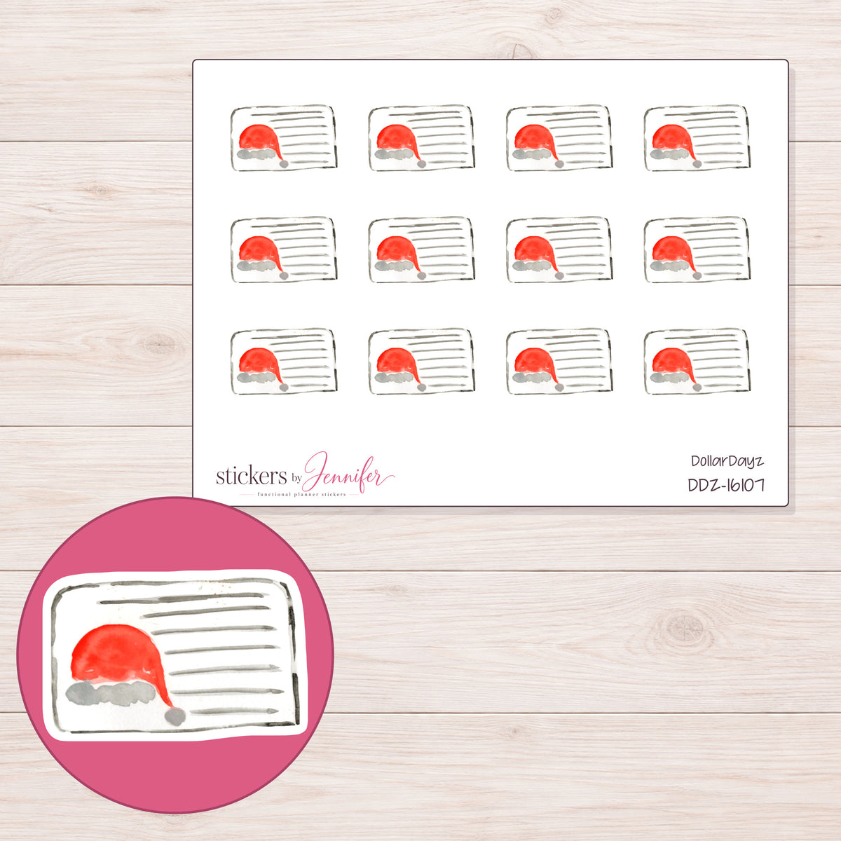 DDZ-16107 planner sticker sheet with enlarged sticker detail