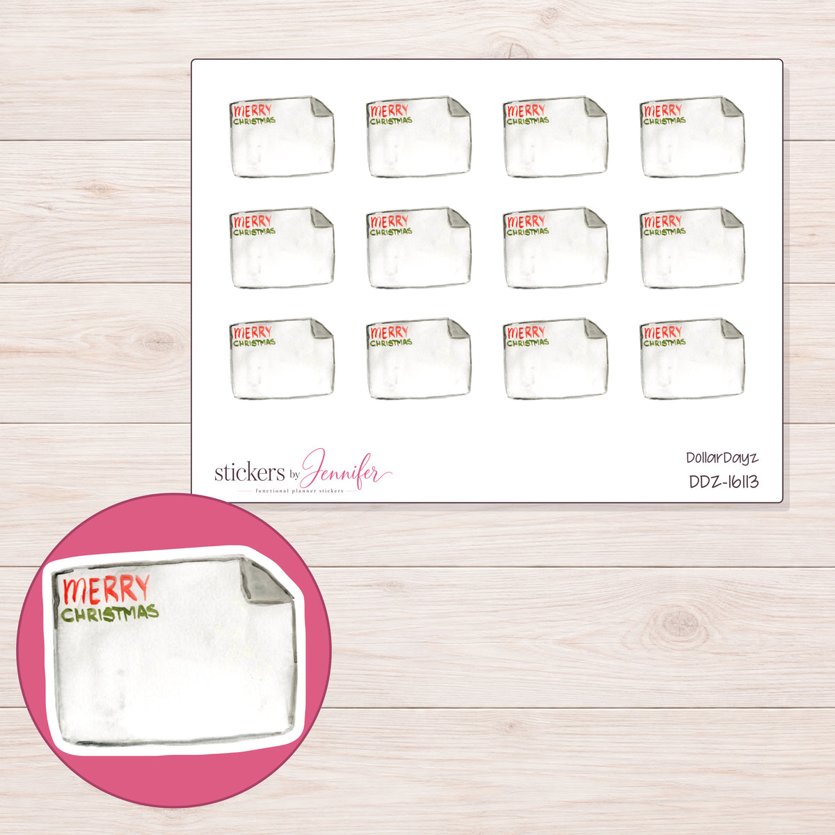 DDZ-16113 planner sticker sheet with enlarged sticker detail