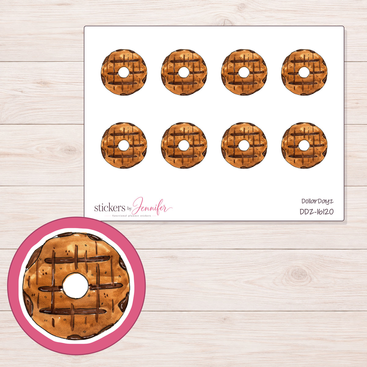 DDZ-16120 planner sticker sheet with enlarged sticker detail