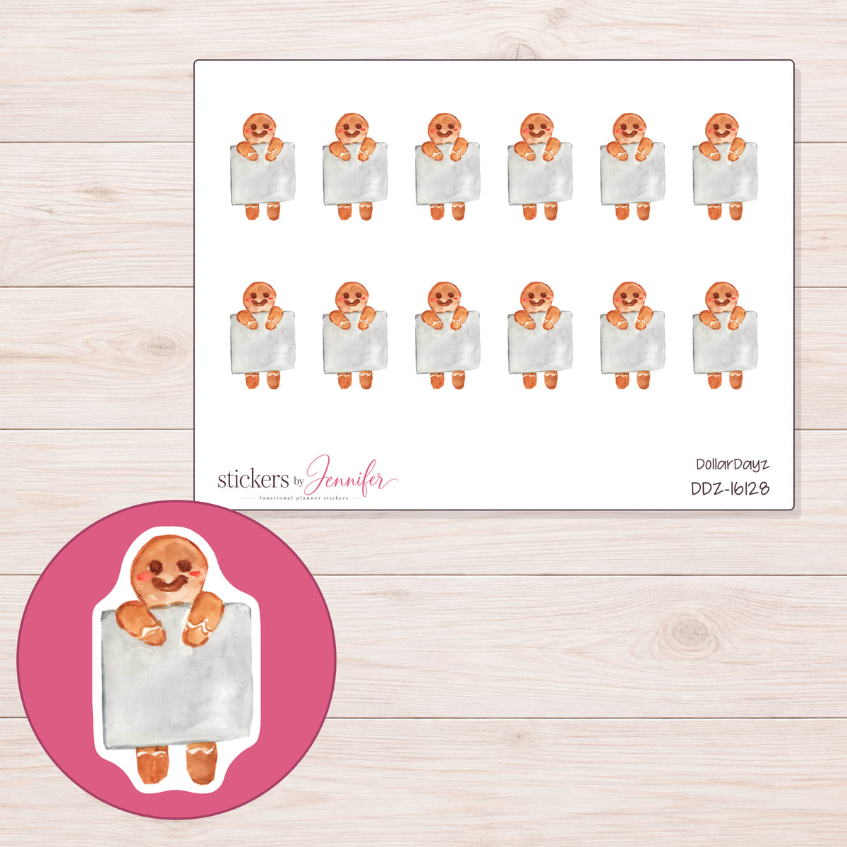 DDZ-16128 planner sticker sheet with enlarged sticker detail