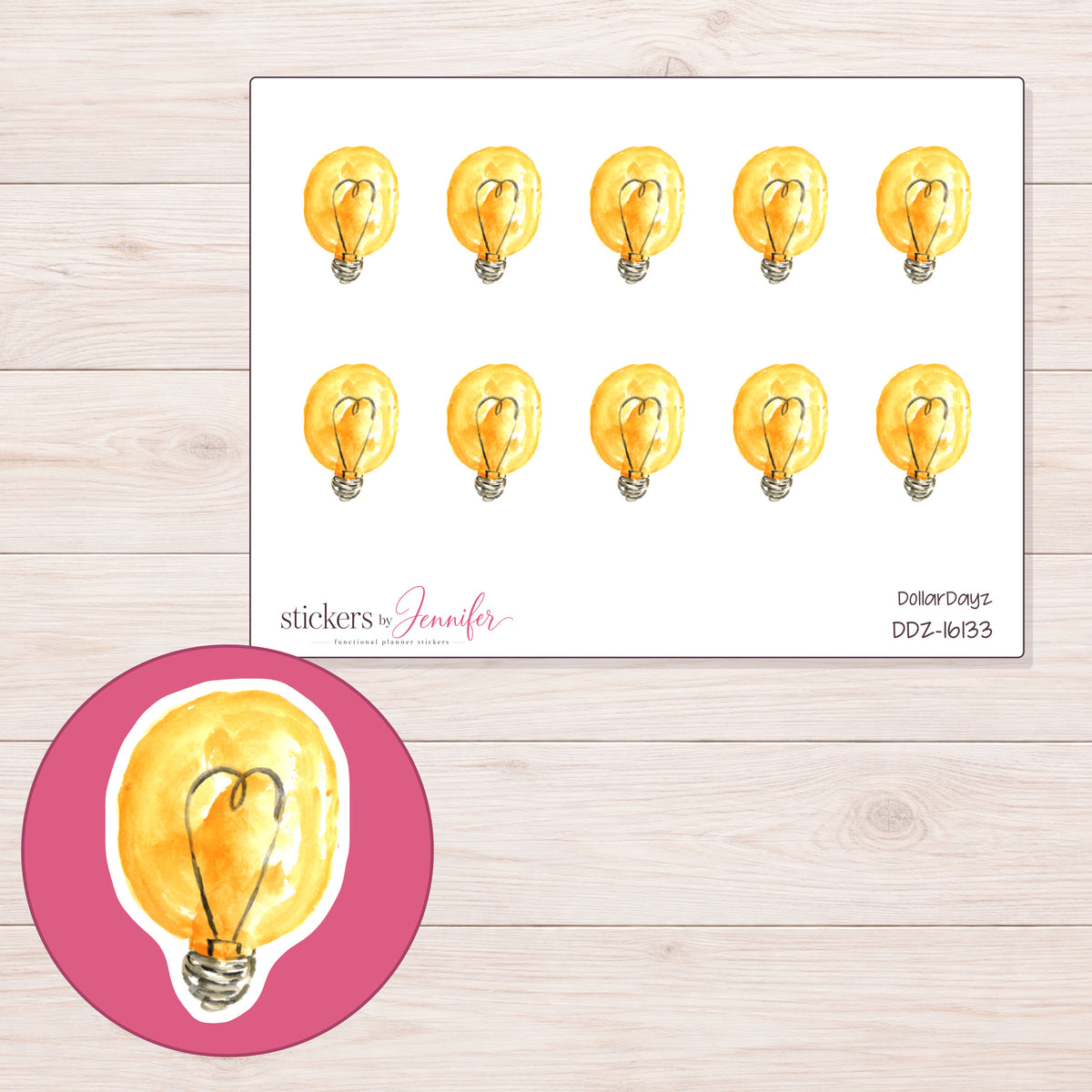 DDZ-16133 planner sticker sheet with enlarged sticker detail