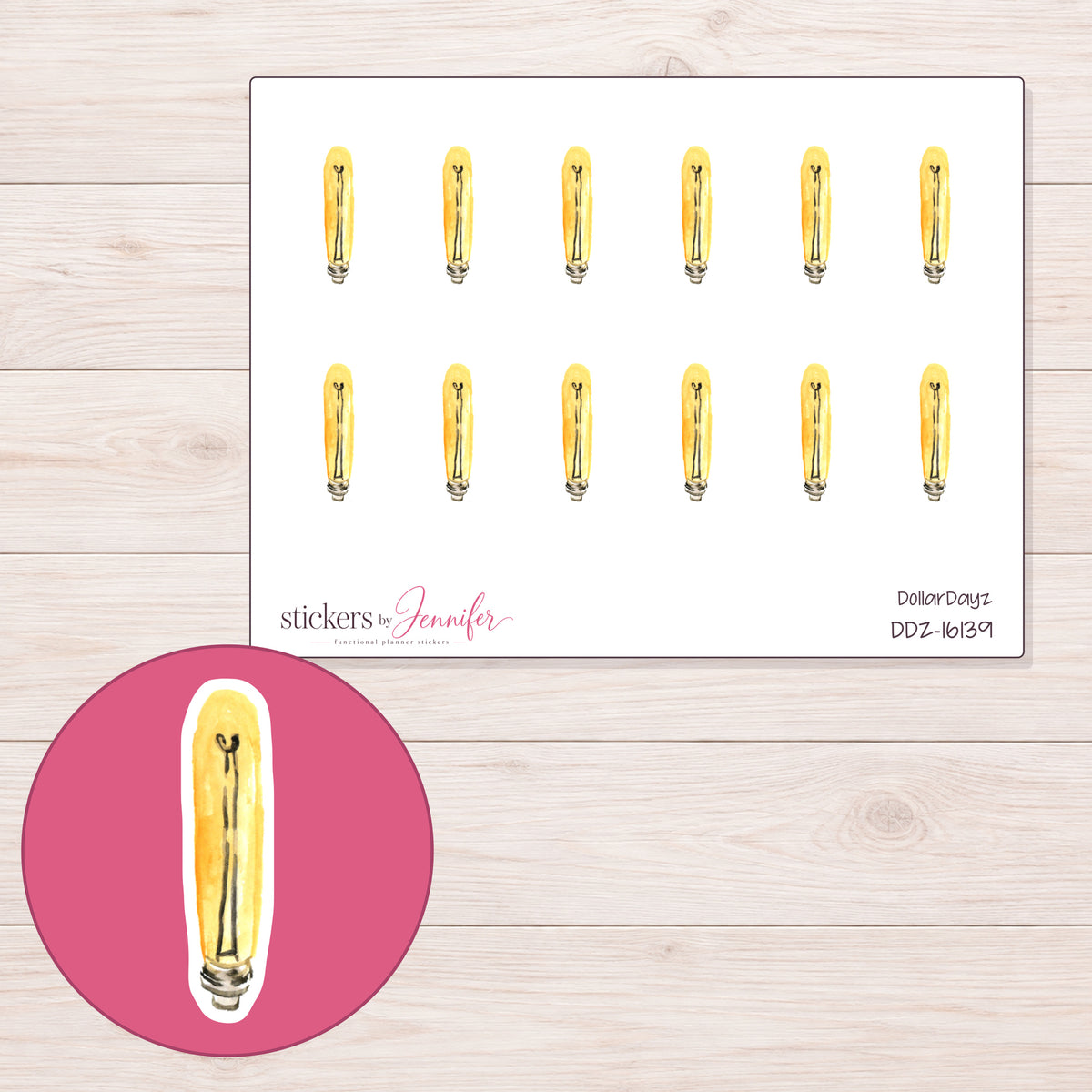 DDZ-16139 planner sticker sheet with enlarged sticker detail