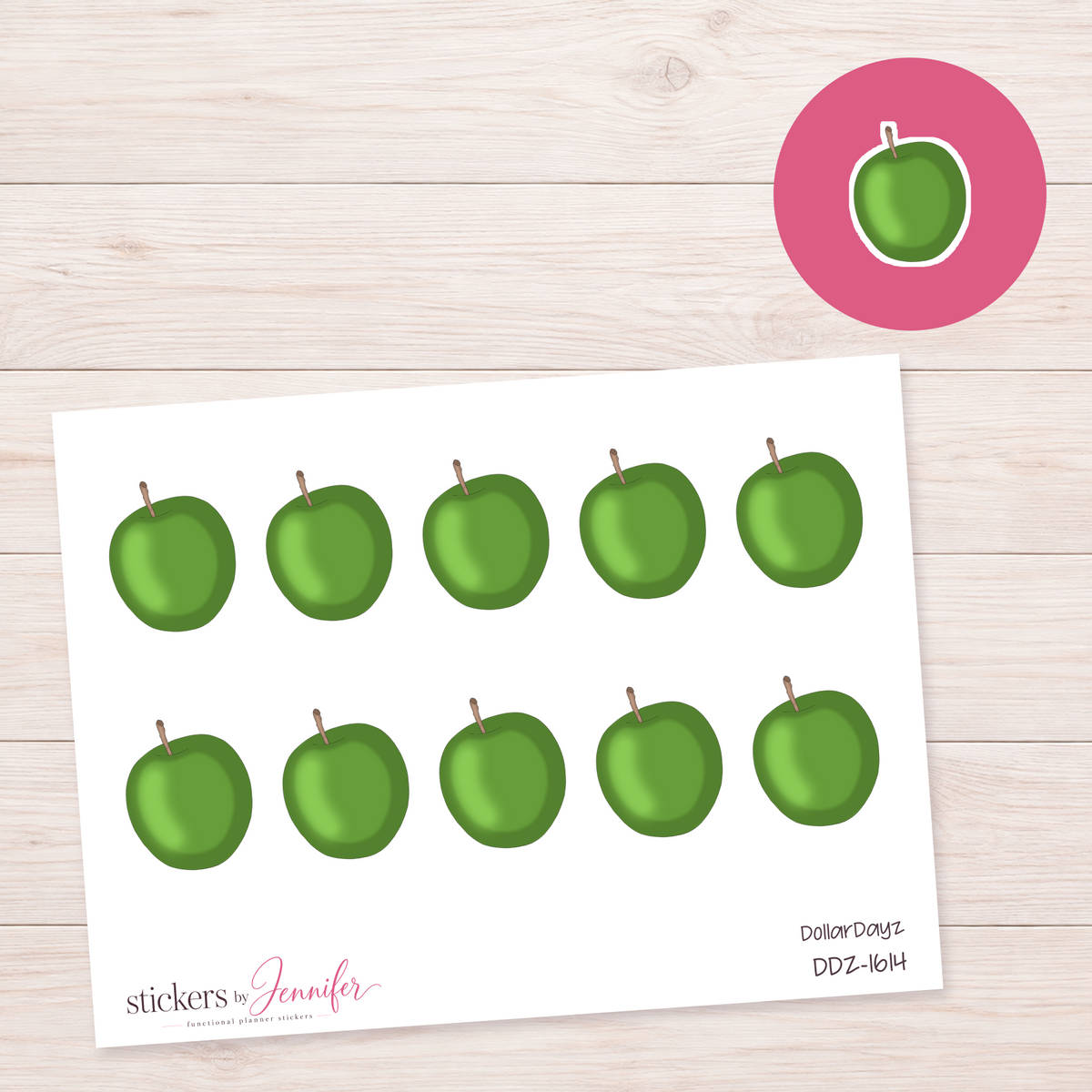 Green Apple Planner Stickers | DDZ-1614