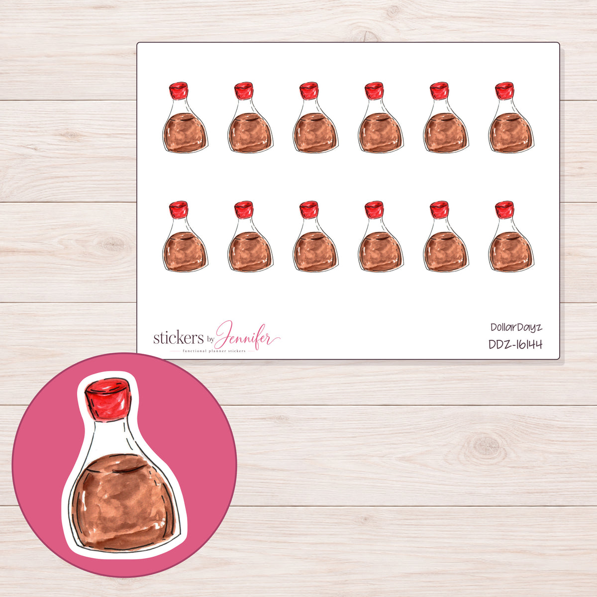 DDZ-16144 planner sticker sheet with enlarged sticker detail