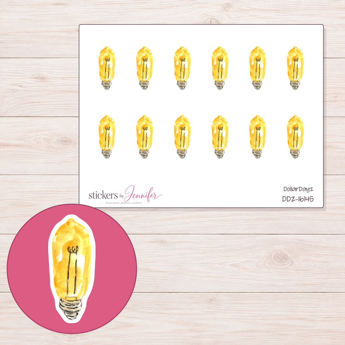 DDZ-16145 planner sticker sheet with enlarged sticker detail