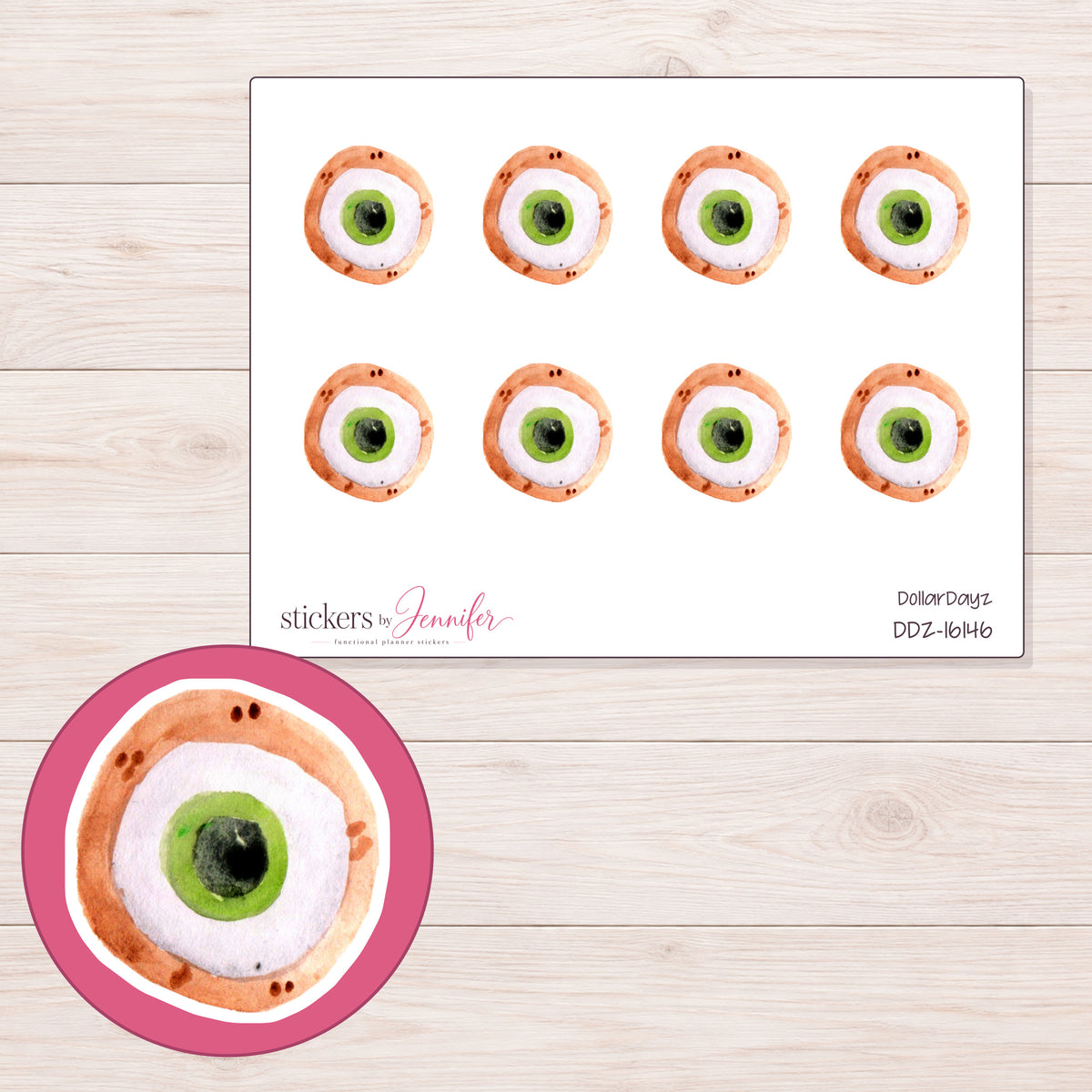 DDZ-16146 planner sticker sheet with enlarged sticker detail