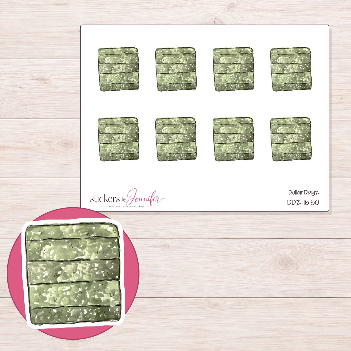 DDZ-16150 planner sticker sheet with enlarged sticker detail
