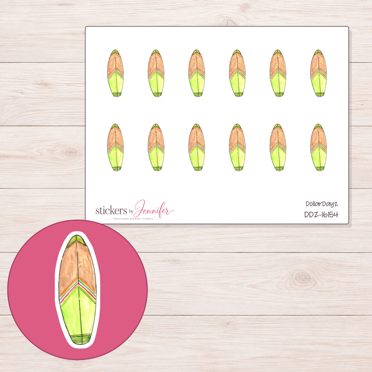 DDZ-16154 planner sticker sheet with enlarged sticker detail
