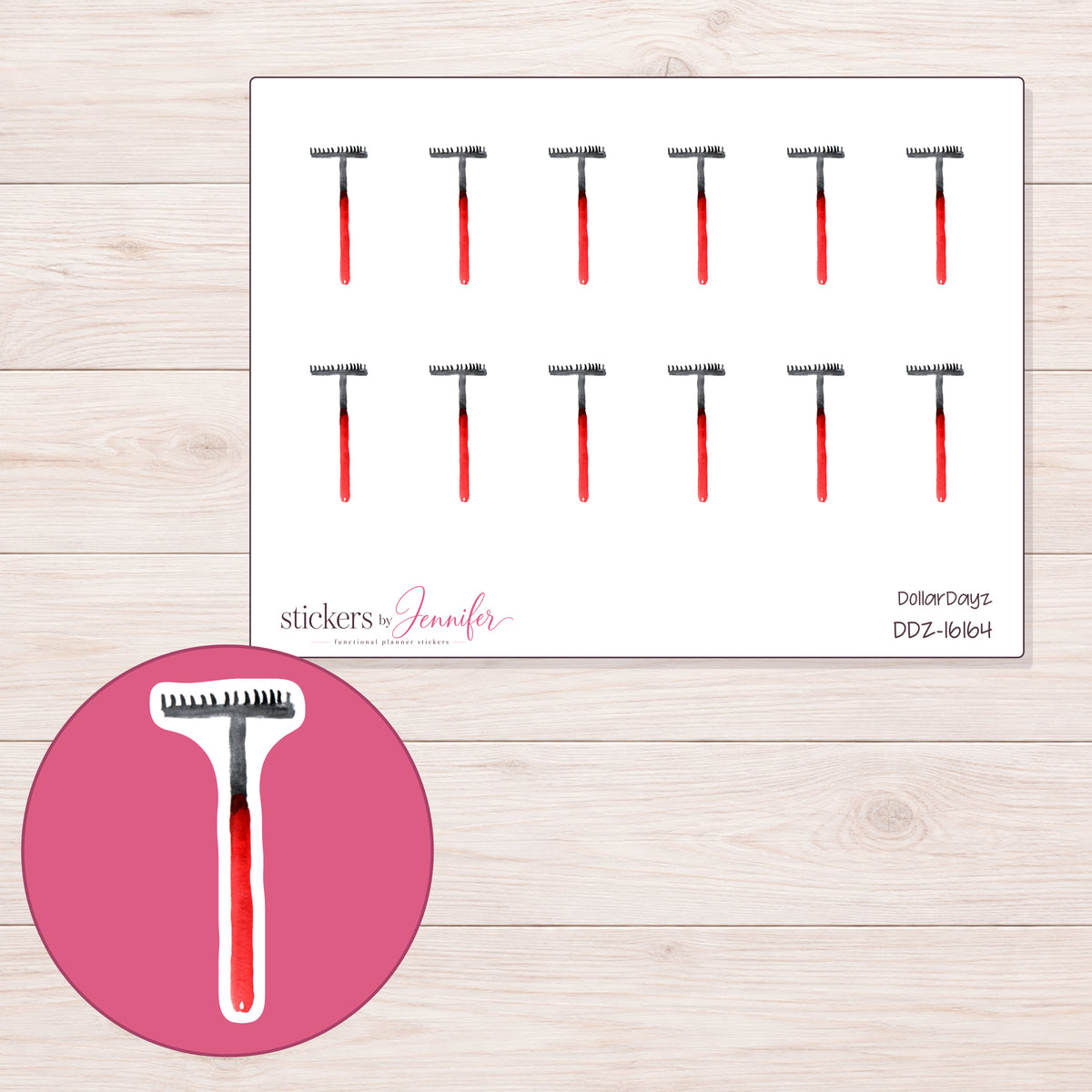 DDZ-16164 planner sticker sheet with enlarged sticker detail