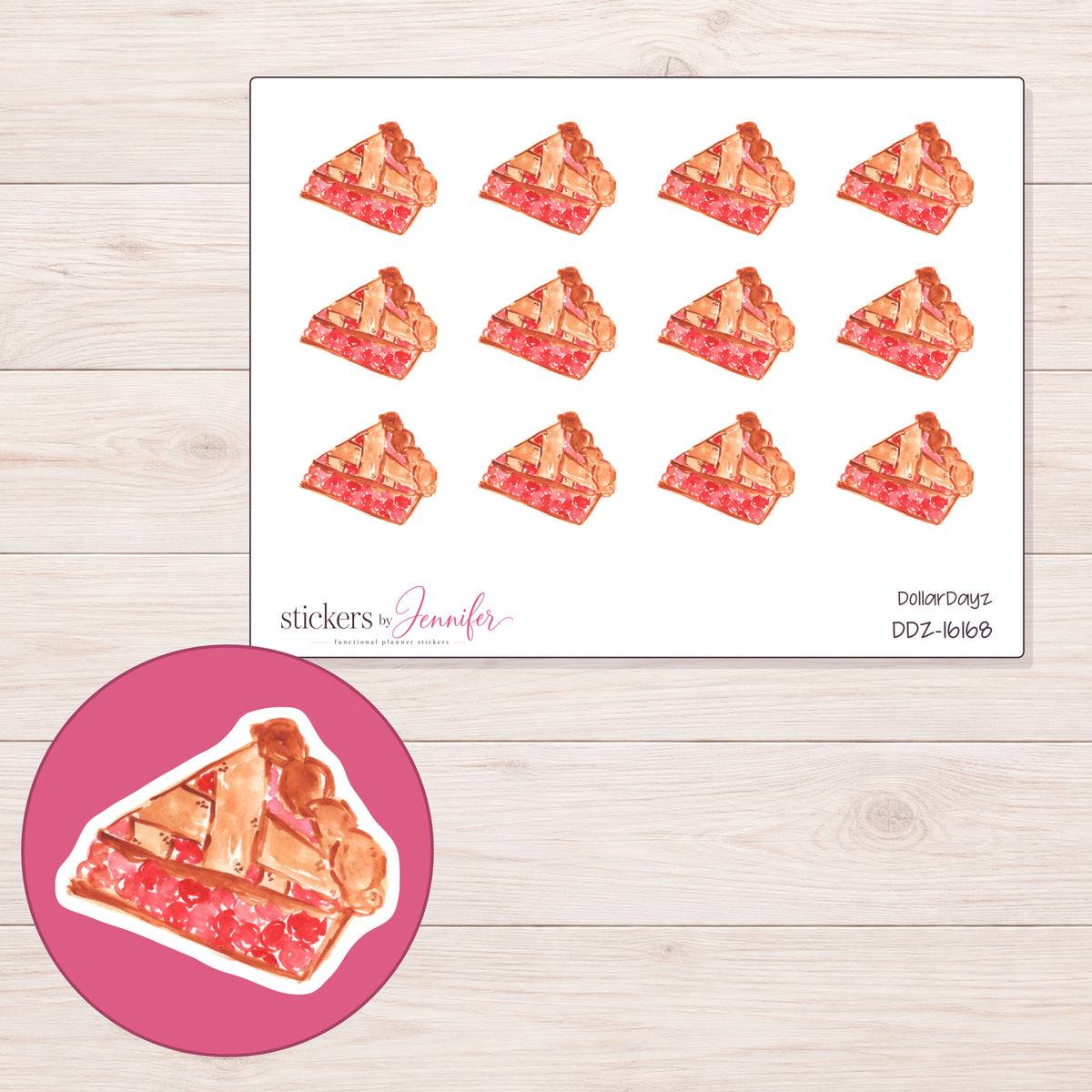 DDZ-16168 planner sticker sheet with enlarged sticker detail