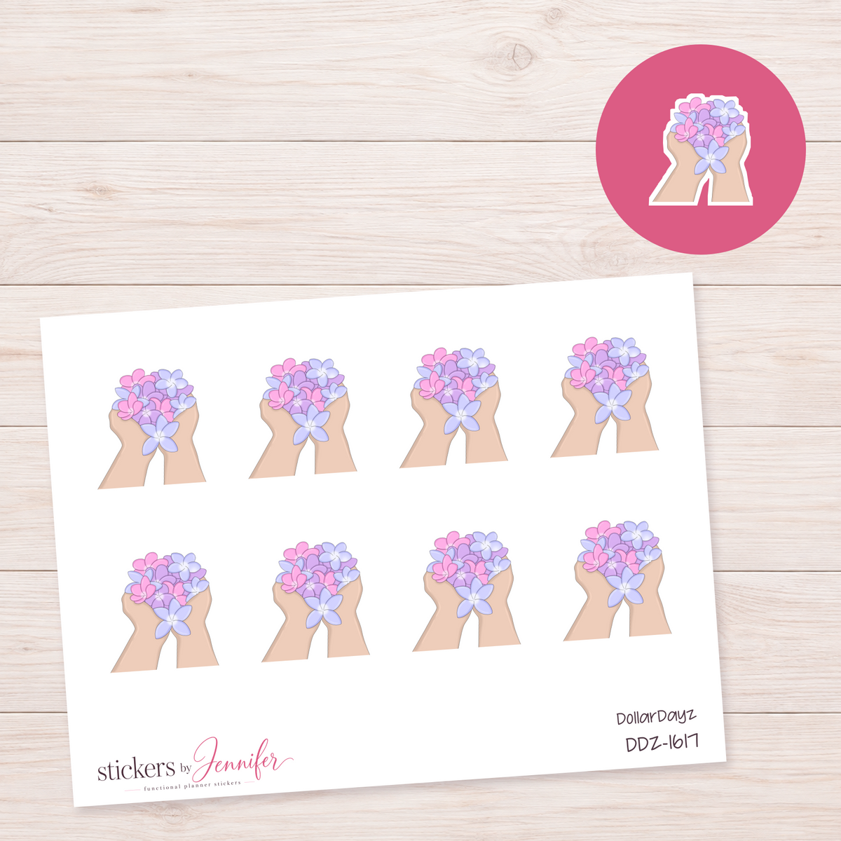Pastel Flowers in Hands Planner Stickers | DDZ-1617