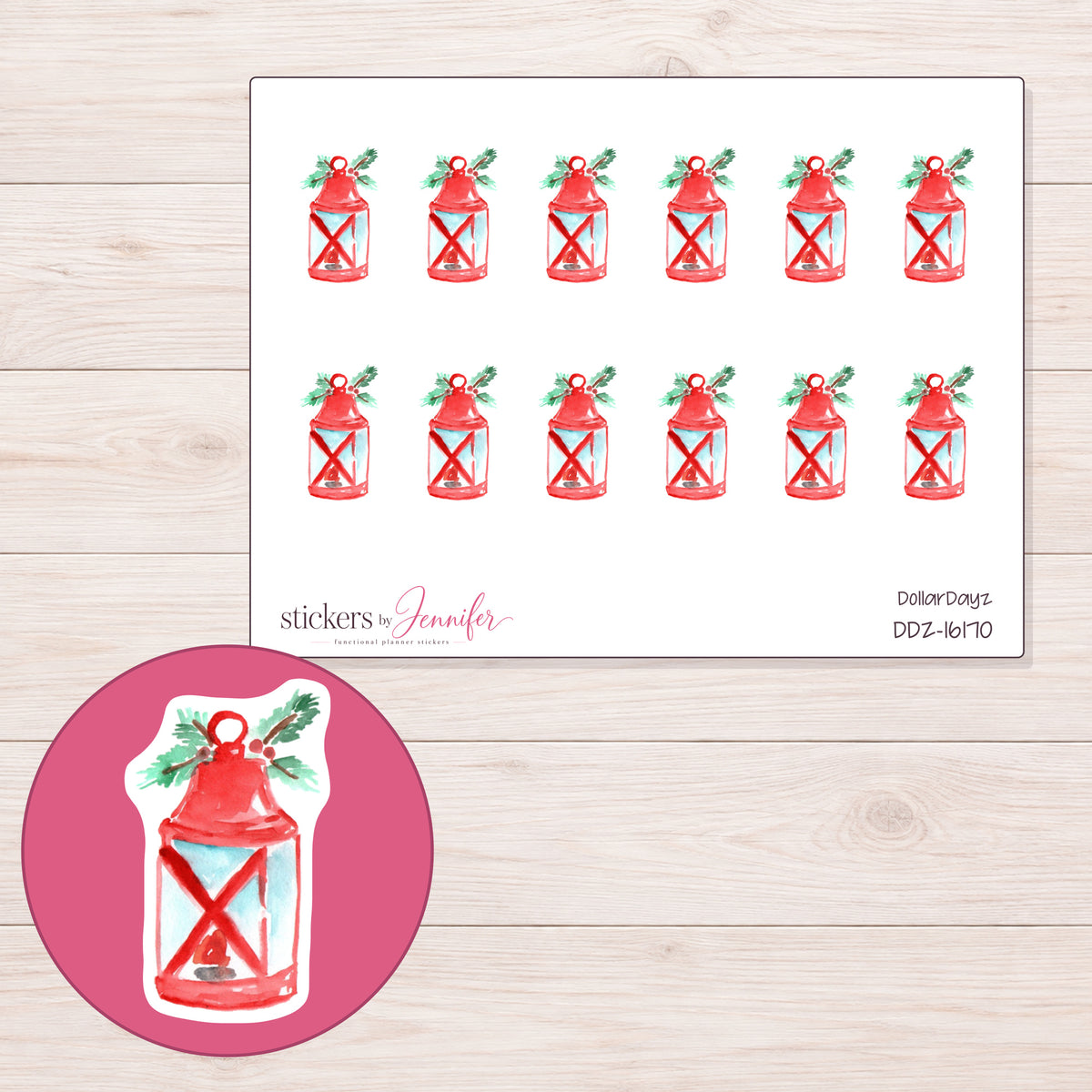 DDZ-16170 planner sticker sheet with enlarged sticker detail