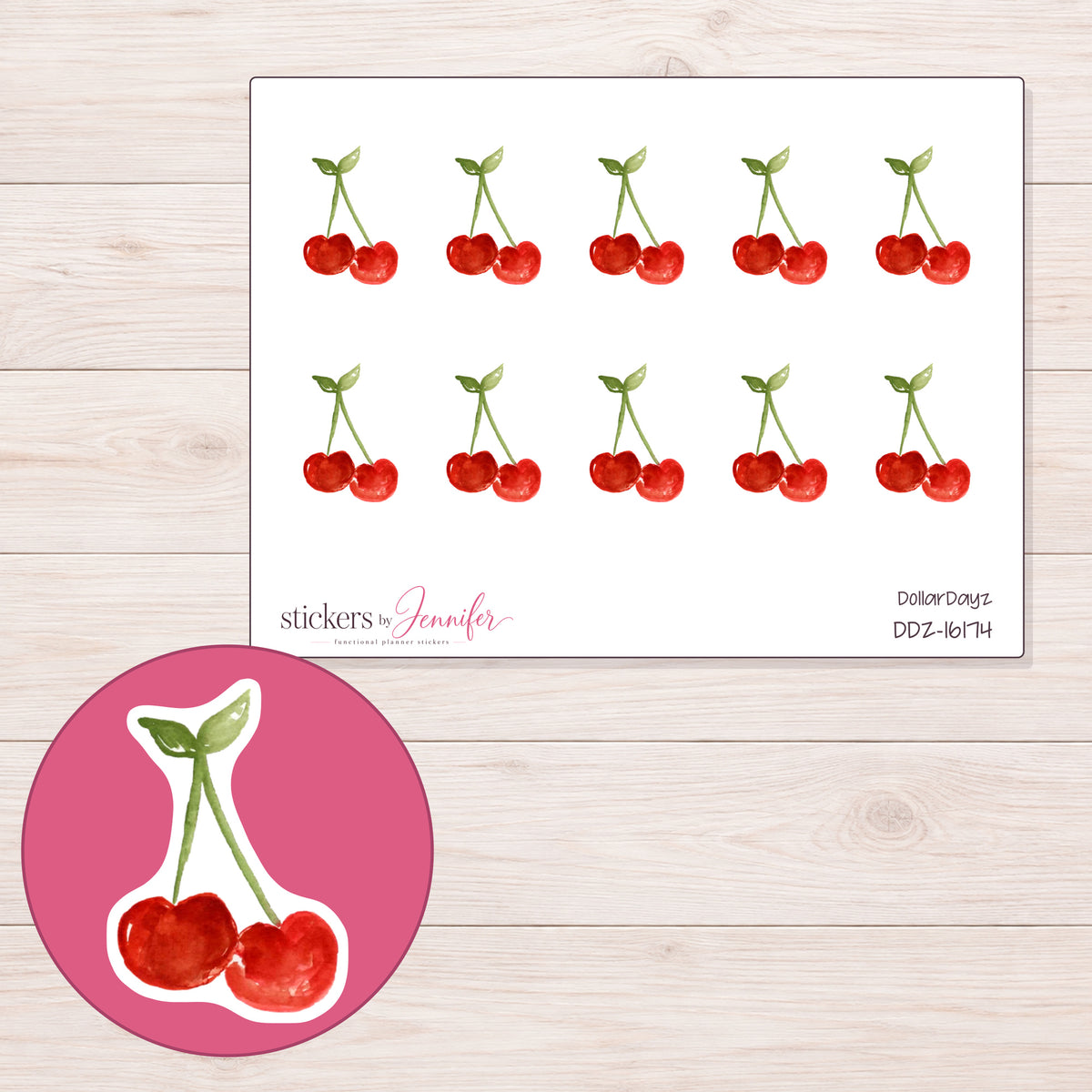 DDZ-16174 planner sticker sheet with enlarged sticker detail