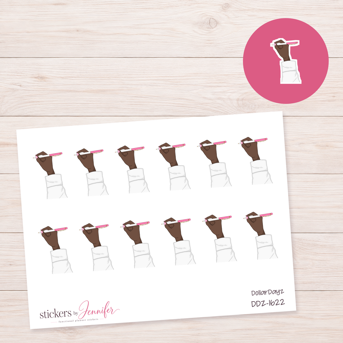 Pink Pen Writing Hand Planner Stickers | DDZ-1622