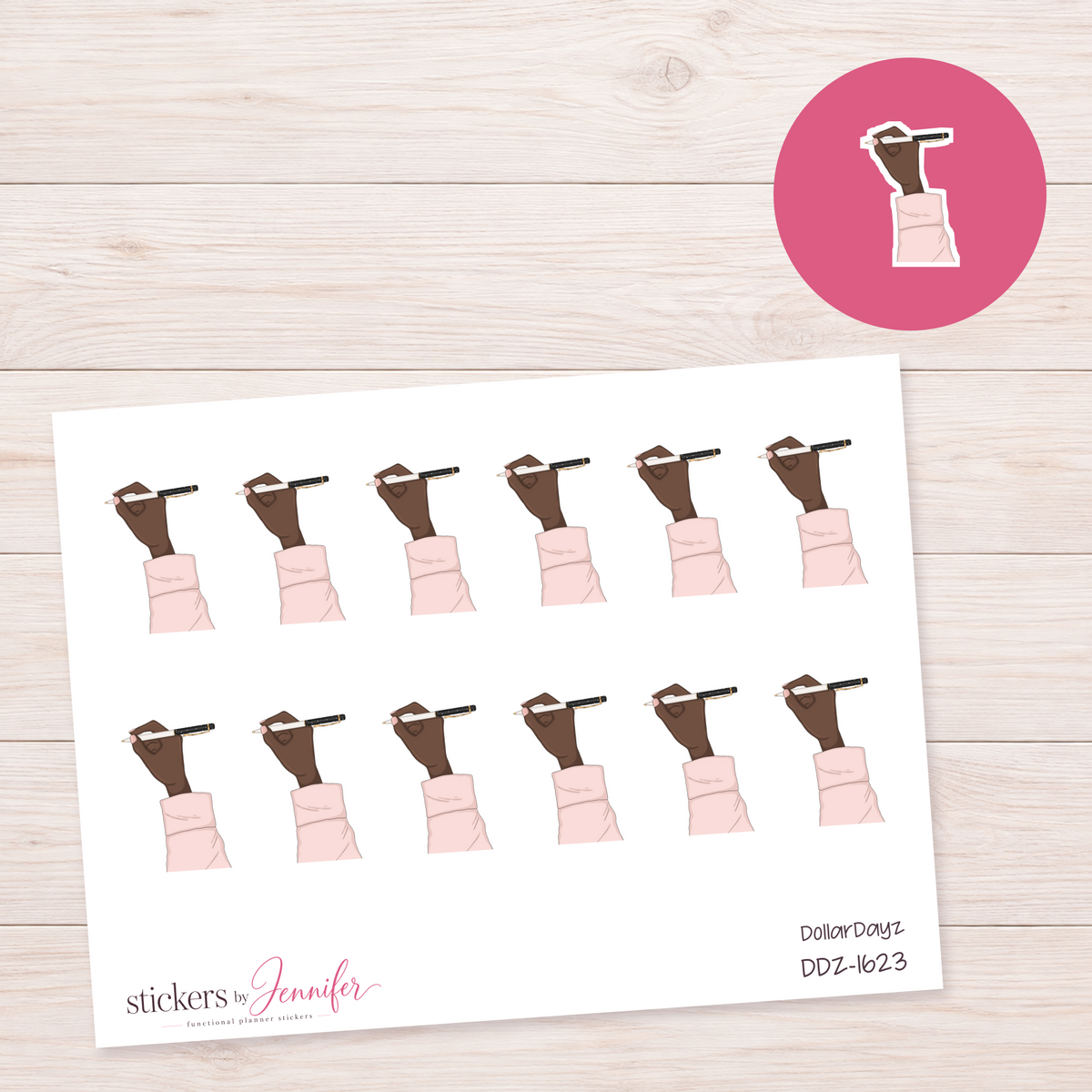 Black Pen Writing Hand Planner Stickers | DDZ-1623