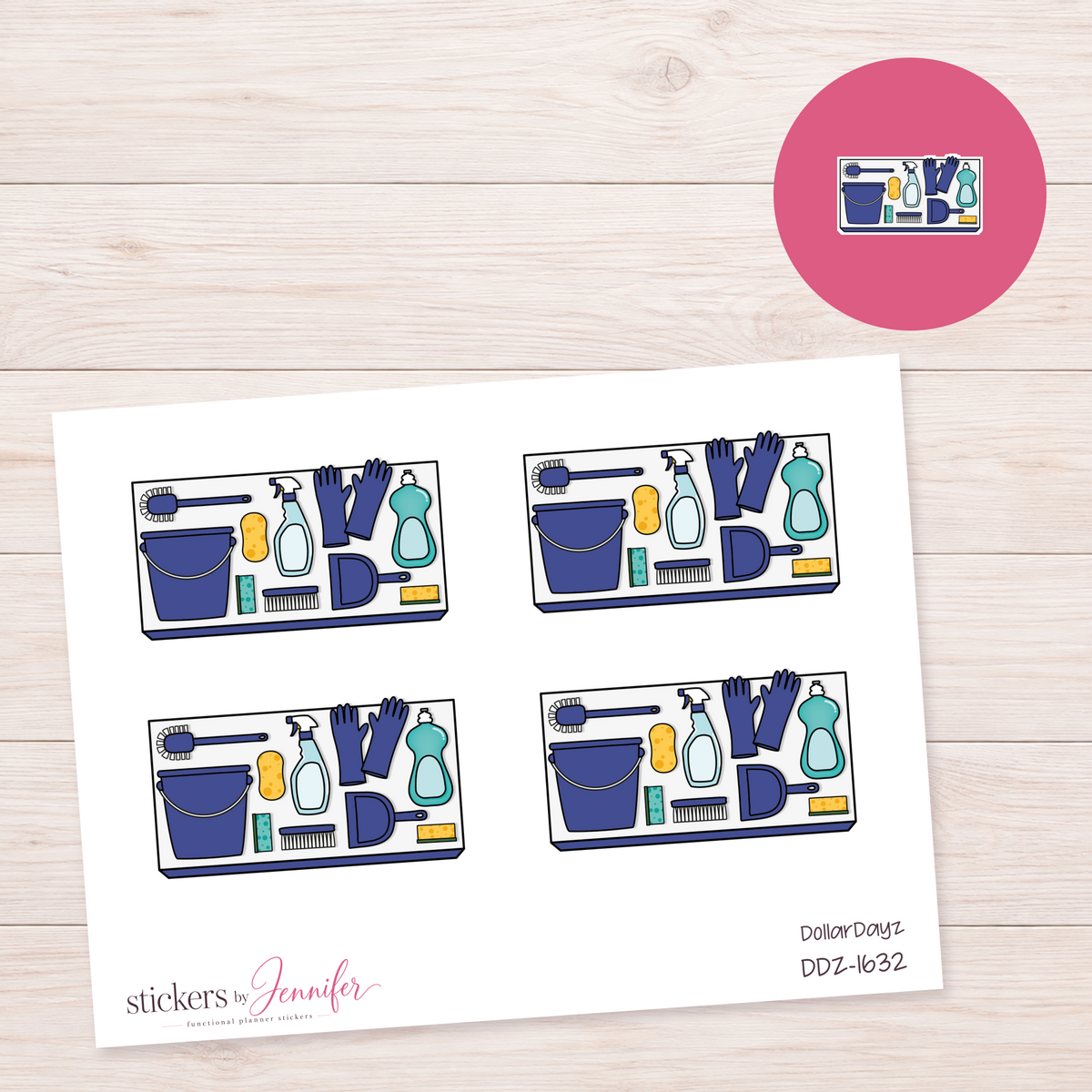 Blue Cleaning Supplies Planner Stickers | DDZ-1632