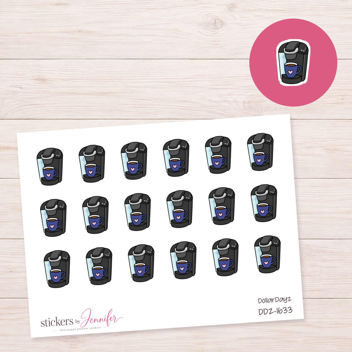Blue Coffee Maker Planner Stickers | DDZ-1633