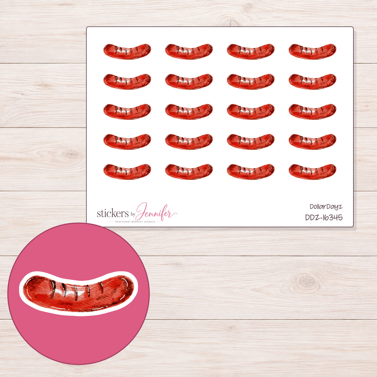DDZ-16345 planner sticker sheet with enlarged sticker detail