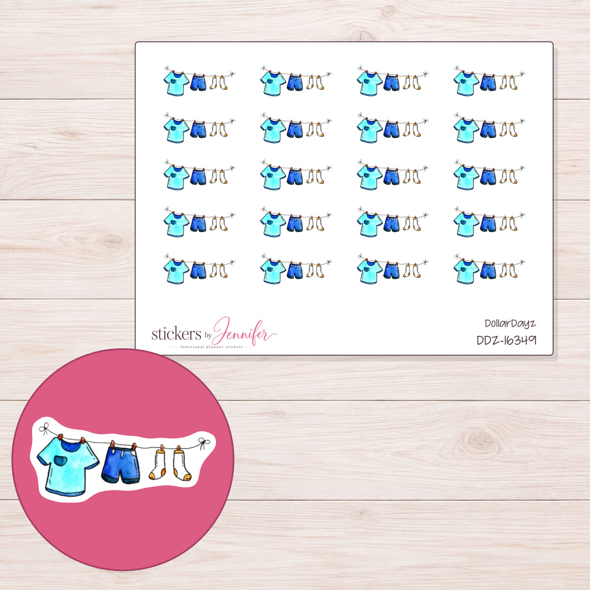 DDZ-16349 planner sticker sheet with enlarged sticker detail