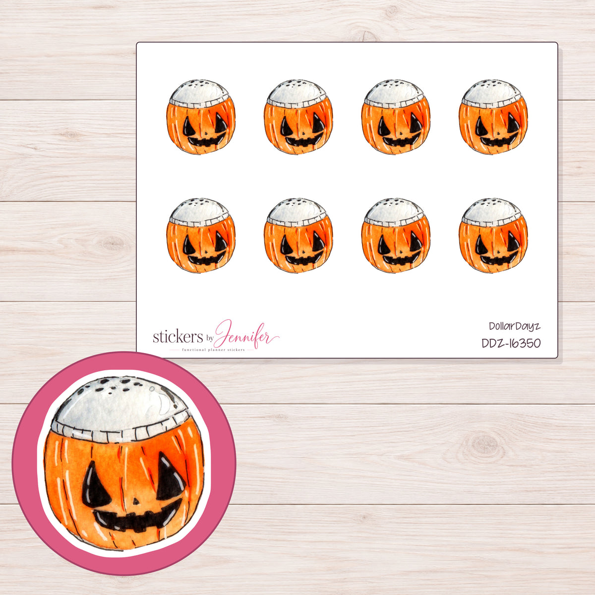 DDZ-16350 planner sticker sheet with enlarged sticker detail